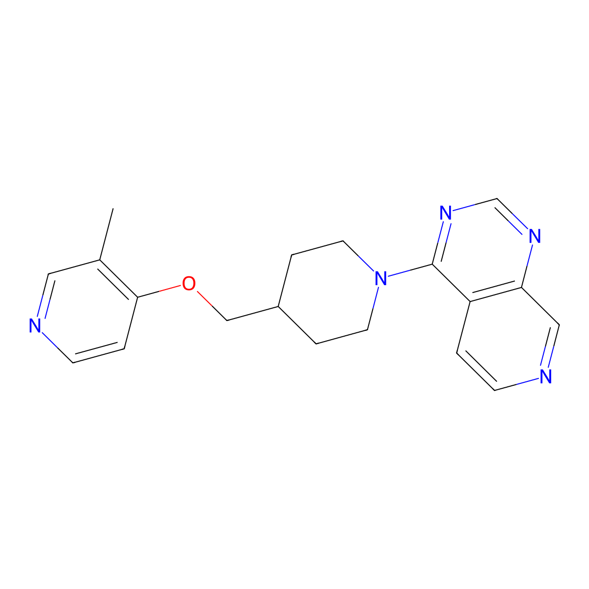 3-Methyl-4-[(1-{pyrido[3,4-d]pyrimidin-4-yl}piperidin-4-yl)methoxy]pyridine molecular structure, CAS 2640830-17-5