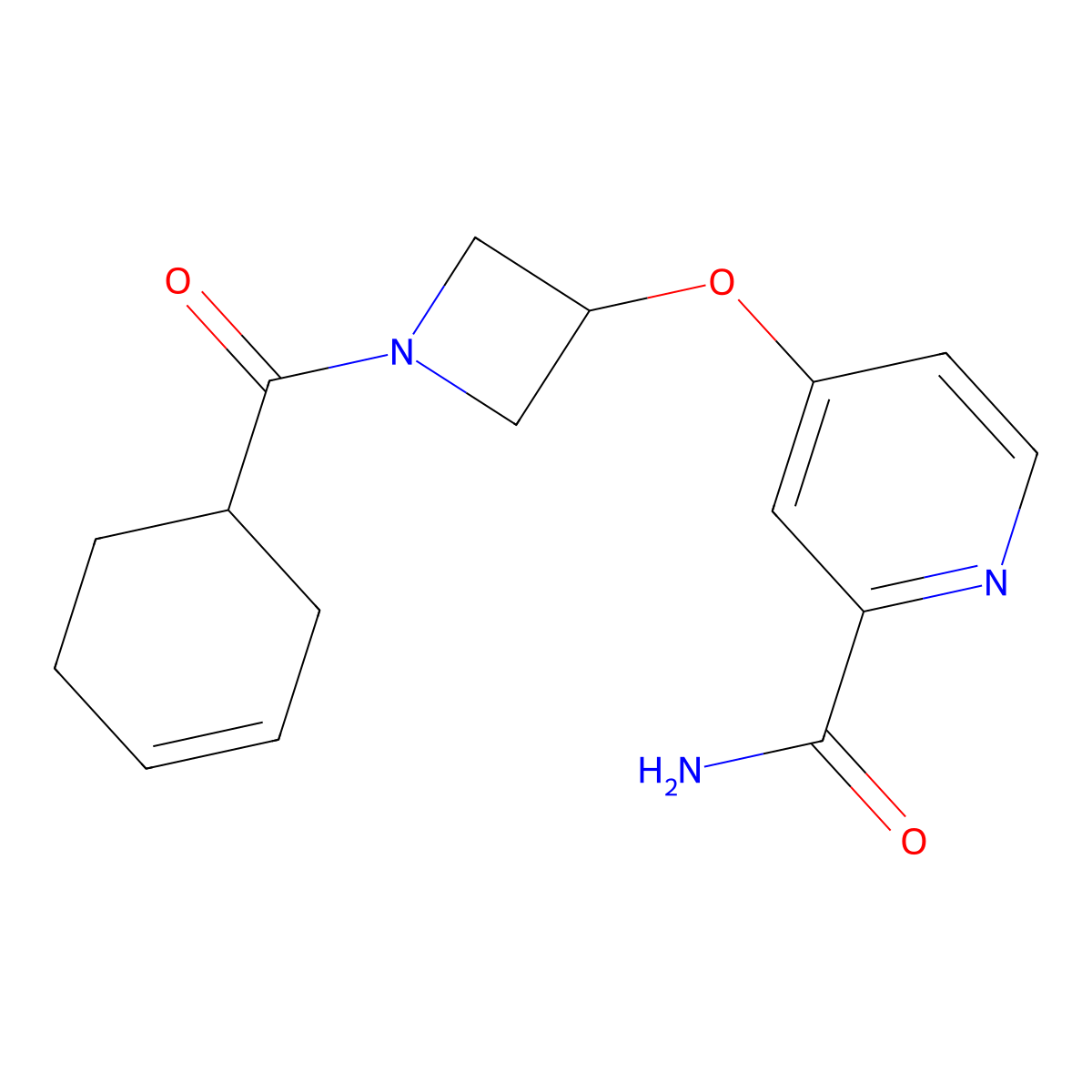 4-{[1-(Cyclohex-3-ene-1-carbonyl)azetidin-3-yl]oxy}pyridine-2-carboxamide molecular structure, CAS 2640830-19-7