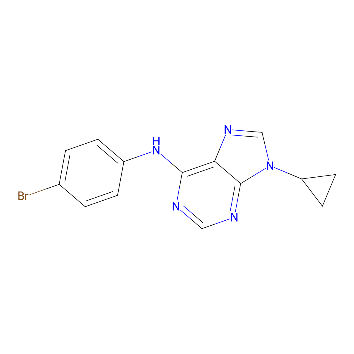 N-(4-bromophenyl)-9-cyclopropyl-9H-purin-6-amine molecular structure, CAS 2640830-21-1
