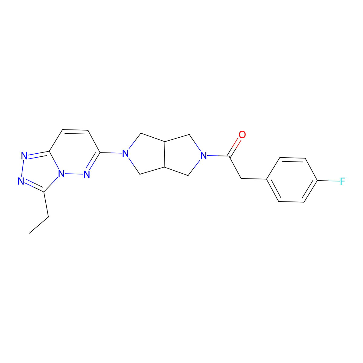 1-(5-{3-Ethyl-[1,2,4]triazolo[4,3-b]pyridazin-6-yl}-octahydropyrrolo[3,4-c]pyrrol-2-yl)-2-(4-fluorophenyl)ethan-1-one molecular structure, CAS 2640830-33-5