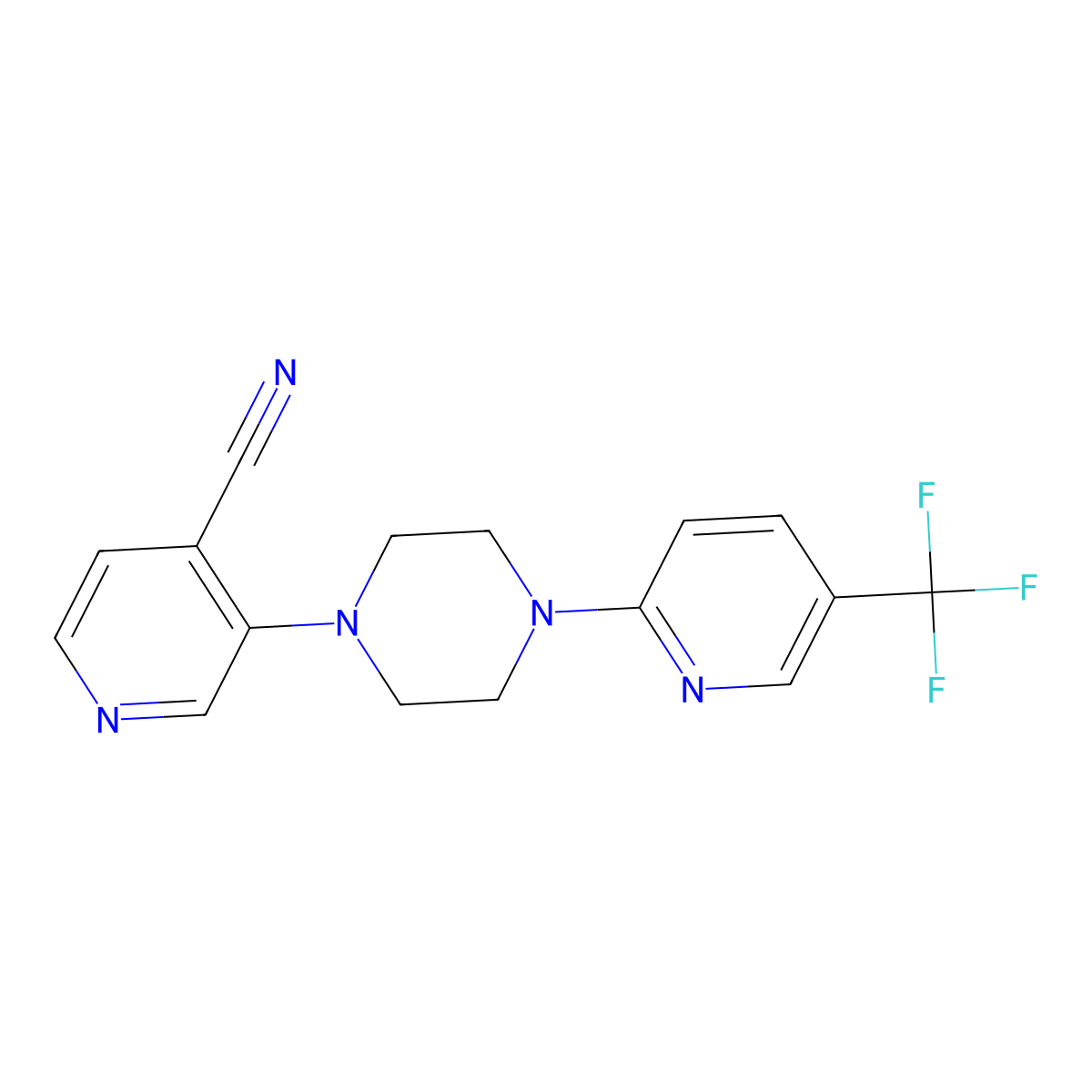 3-{4-[5-(Trifluoromethyl)pyridin-2-yl]piperazin-1-yl}pyridine-4-carbonitrile molecular structure, CAS 2640830-36-8