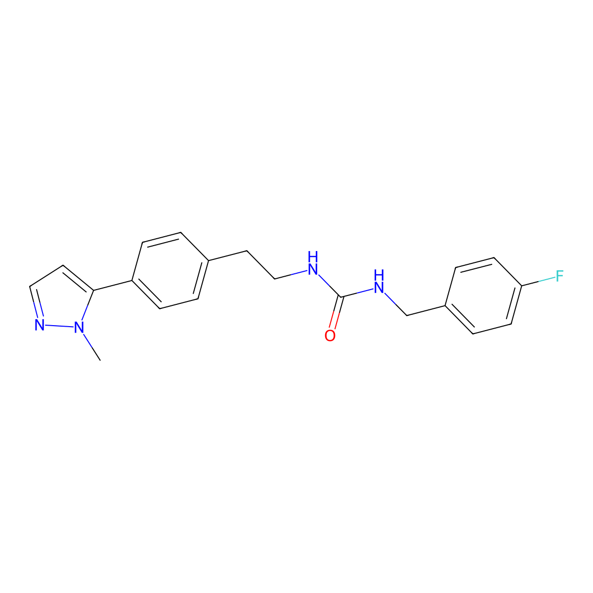 1-[(4-fluorophenyl)methyl]-3-{2-[4-(1-methyl-1H-pyrazol-5-yl)phenyl]ethyl}urea molecular structure, CAS 2640830-46-0