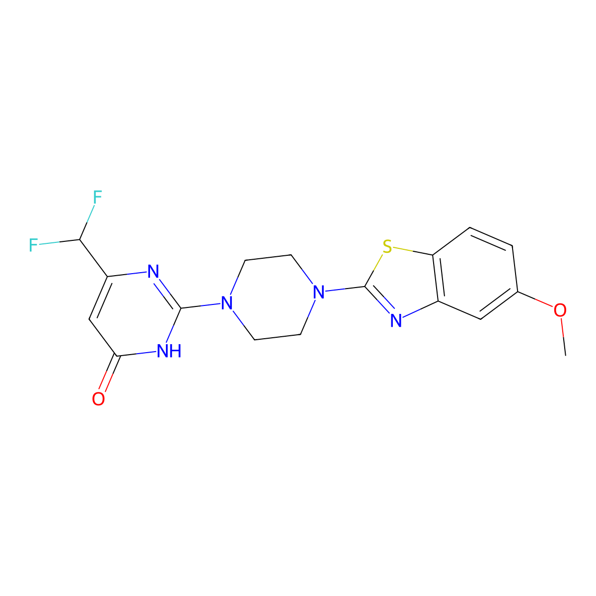 6-(Difluoromethyl)-2-[4-(5-methoxy-1,3-benzothiazol-2-yl)piperazin-1-yl]-3,4-dihydropyrimidin-4-one molecular structure, CAS 2640830-60-8