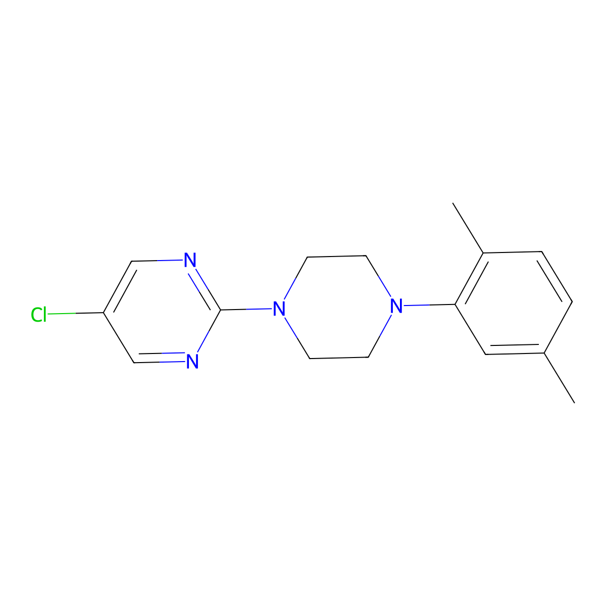 5-Chloro-2-[4-(2,5-dimethylphenyl)piperazin-1-yl]pyrimidine molecular structure, CAS 2640830-79-9