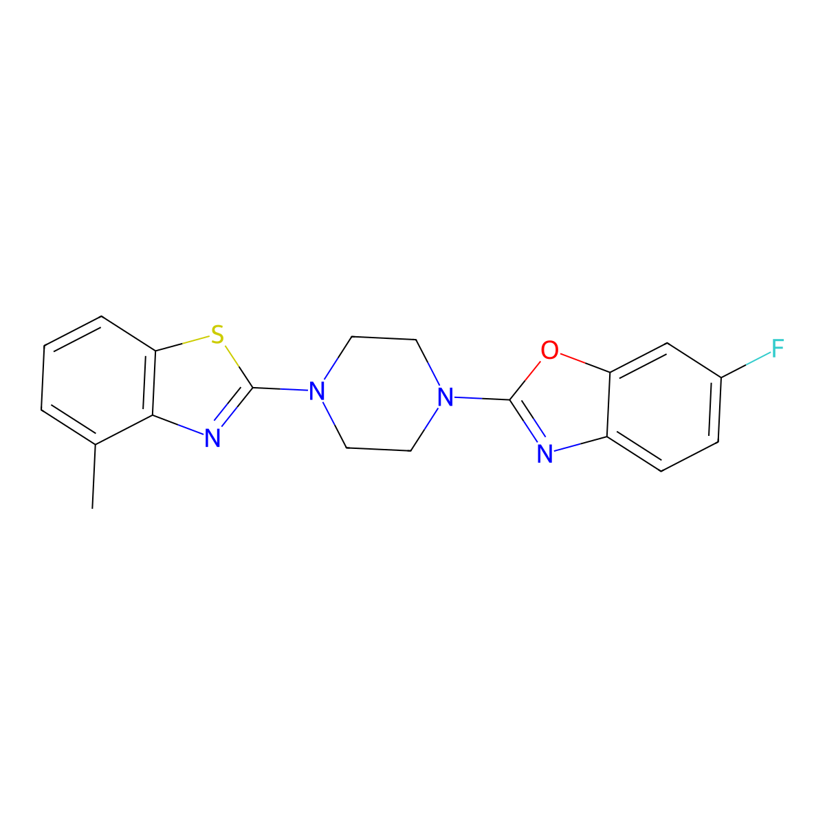 6-Fluoro-2-[4-(4-methyl-1,3-benzothiazol-2-yl)piperazin-1-yl]-1,3-benzoxazole molecular structure, CAS 2640830-84-6