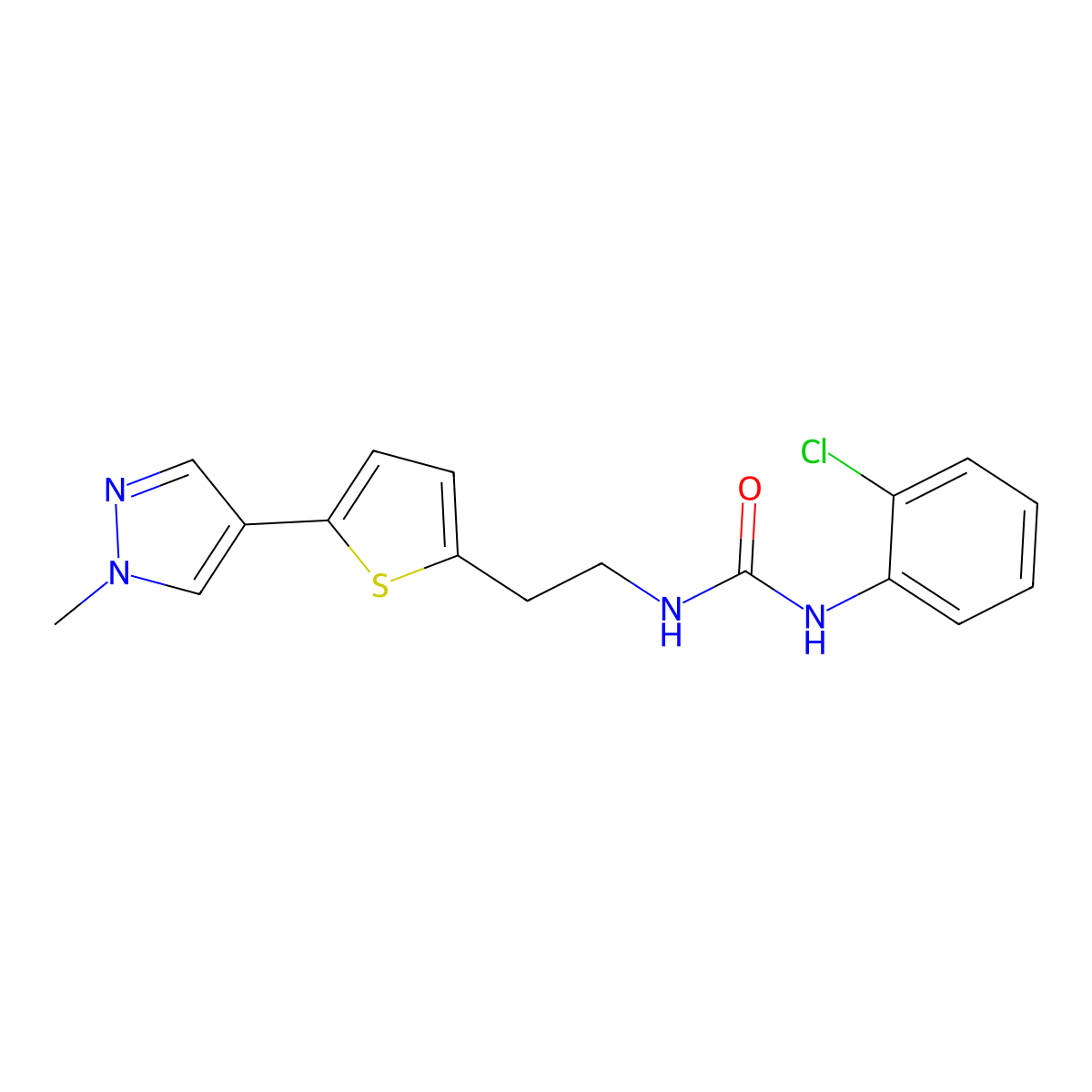 1-(2-chlorophenyl)-3-{2-[5-(1-methyl-1H-pyrazol-4-yl)thiophen-2-yl]ethyl}urea molecular structure, CAS 2640830-89-1