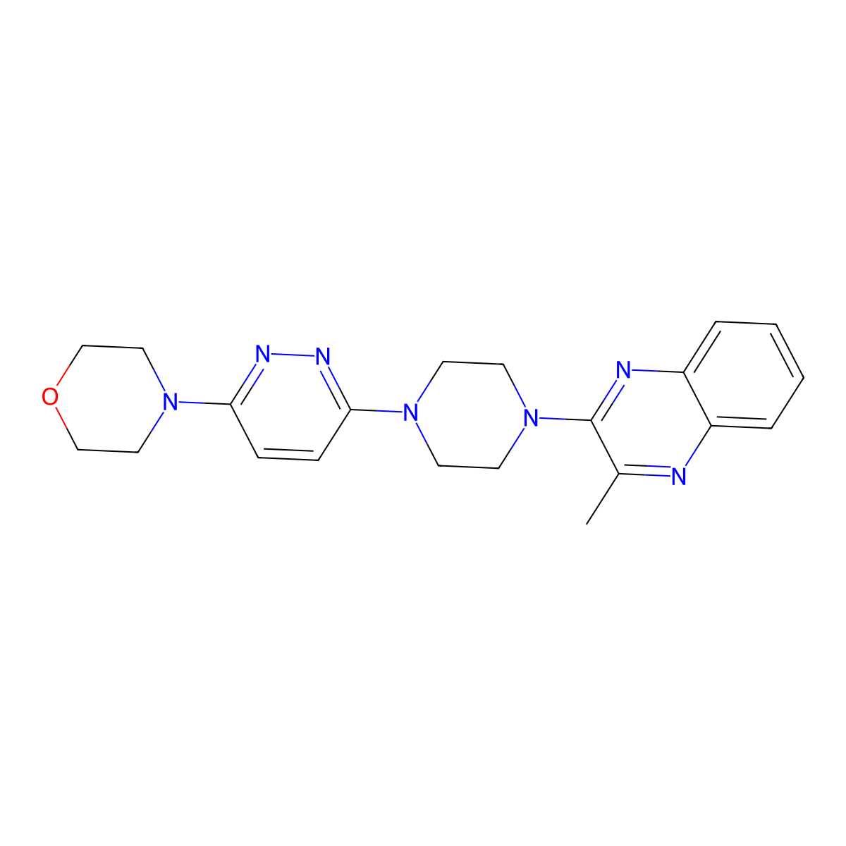 2-Methyl-3-{4-[6-(morpholin-4-yl)pyridazin-3-yl]piperazin-1-yl}quinoxaline molecular structure, CAS 2640830-91-5