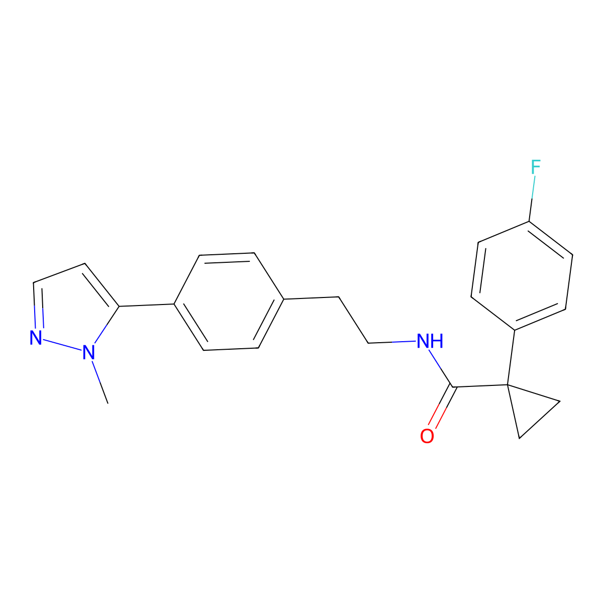 1-(4-fluorophenyl)-N-{2-[4-(1-methyl-1H-pyrazol-5-yl)phenyl]ethyl}cyclopropane-1-carboxamide molecular structure, CAS 2640831-00-9