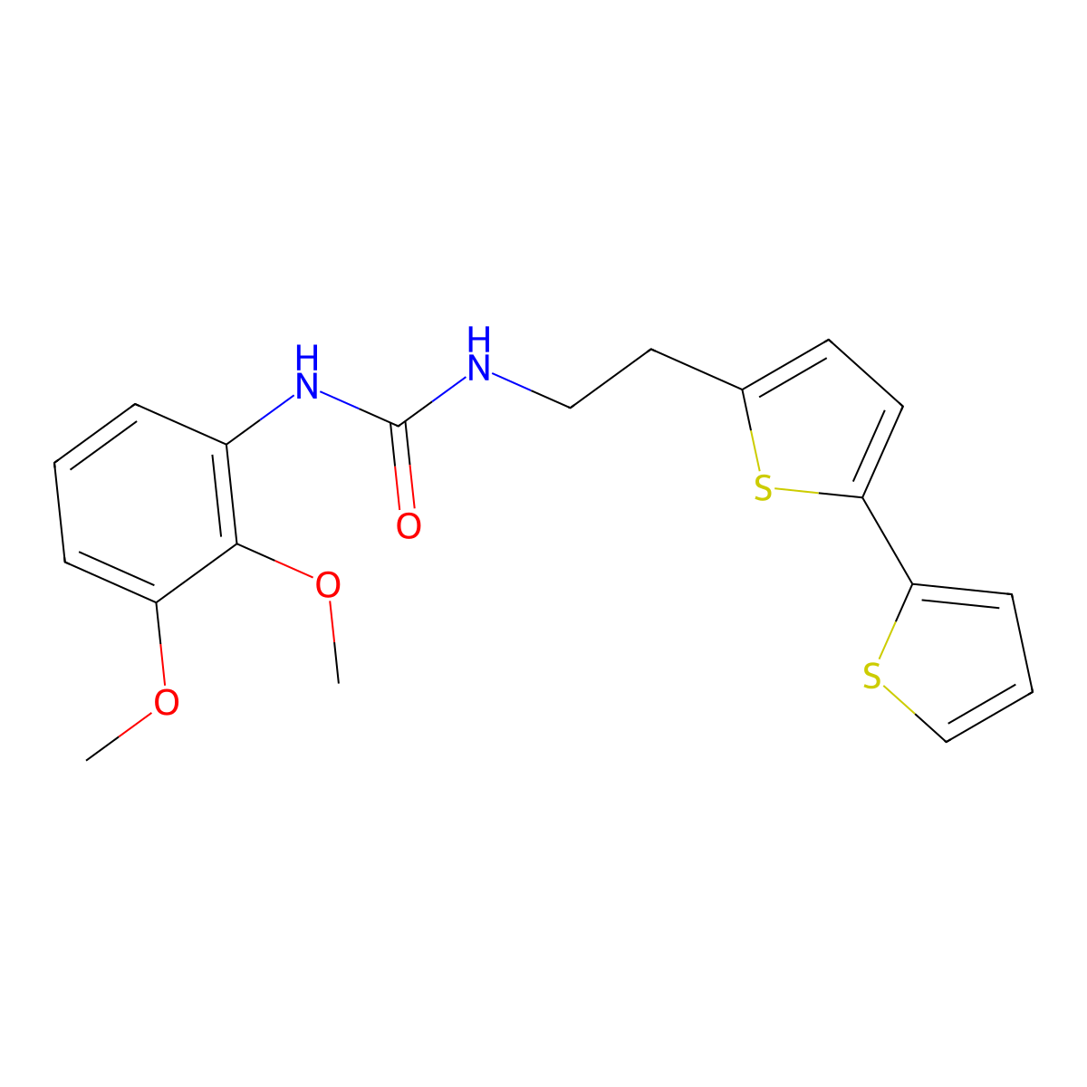 3-(2-{[2,2'-Bithiophene]-5-yl}ethyl)-1-(2,3-dimethoxyphenyl)urea molecular structure, CAS 2640831-07-6