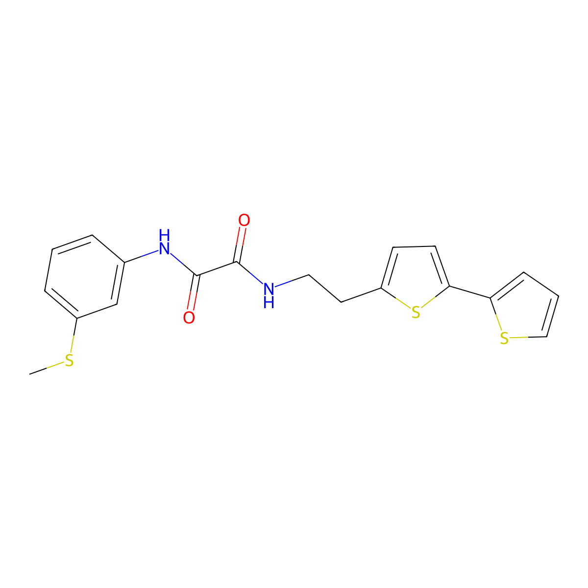 N-(2-{[2,2'-bithiophene]-5-yl}ethyl)-N'-[3-(methylsulfanyl)phenyl]ethanediamide molecular structure, CAS 2640834-80-4