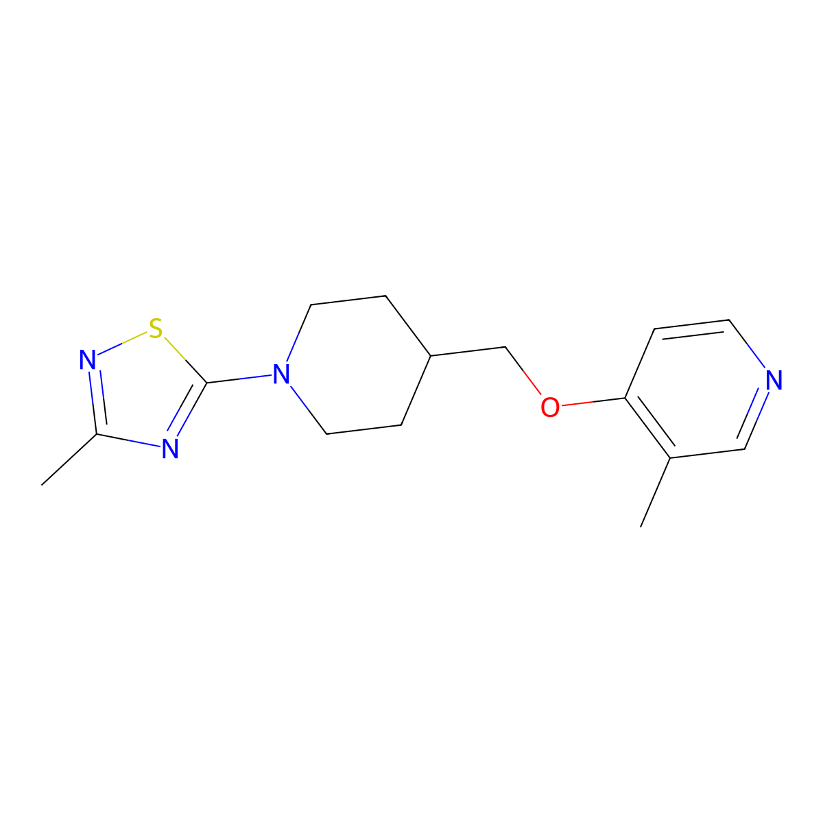 3-Methyl-4-{[1-(3-methyl-1,2,4-thiadiazol-5-yl)piperidin-4-yl]methoxy}pyridine molecular structure, CAS 2640834-82-6