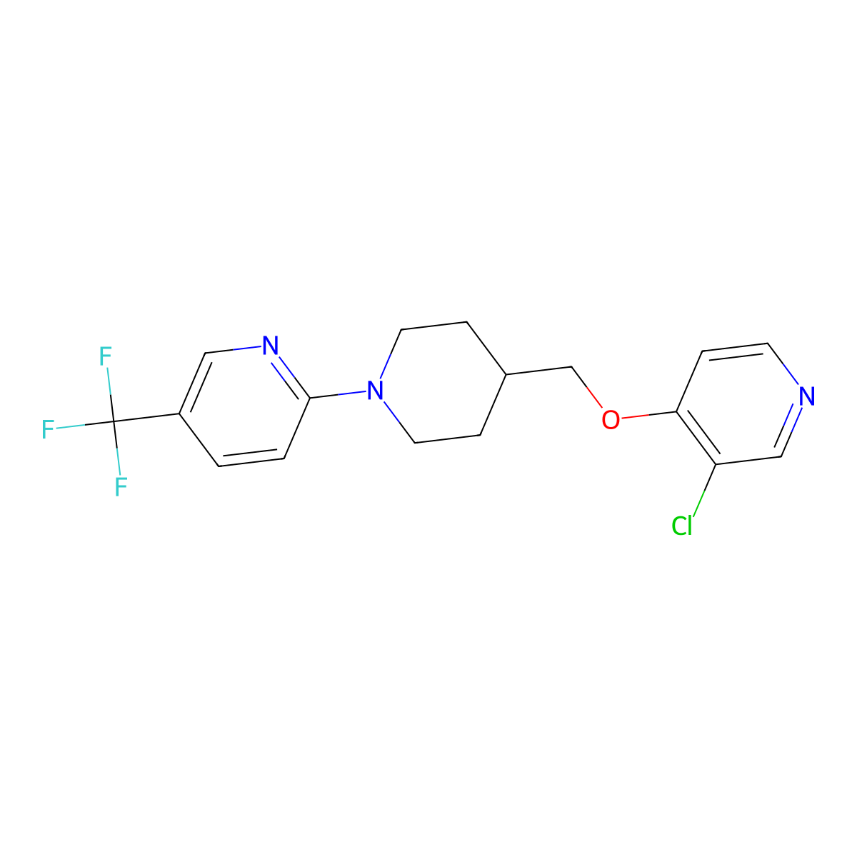 2-(4-{[(3-Chloropyridin-4-yl)oxy]methyl}piperidin-1-yl)-5-(trifluoromethyl)pyridine molecular structure, CAS 2640834-87-1