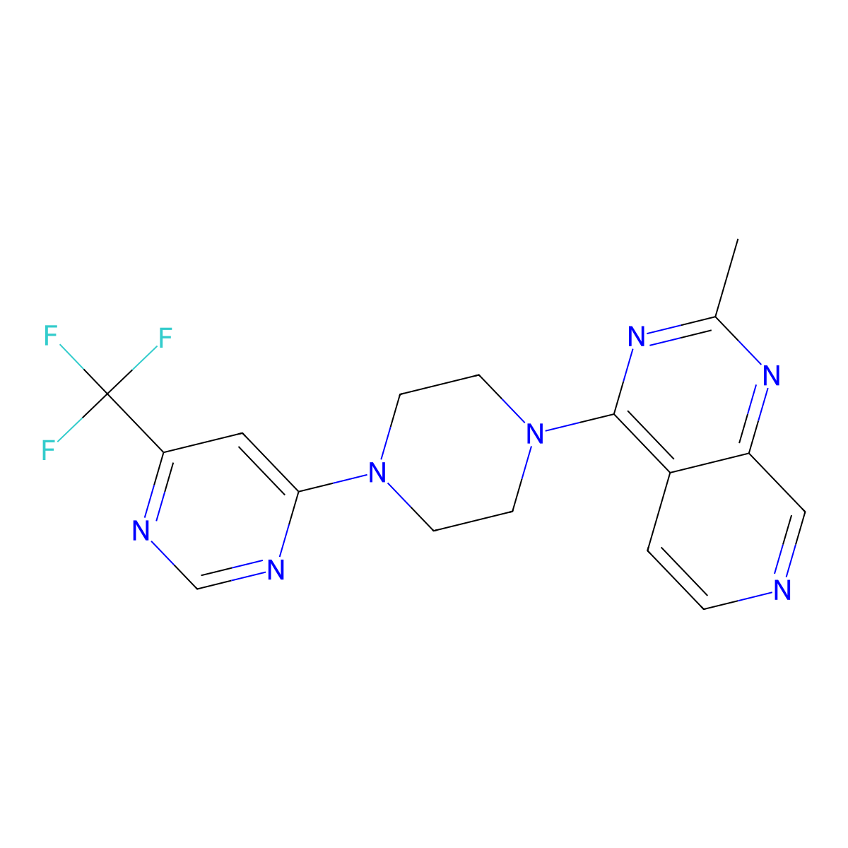 4-(4-{2-Methylpyrido[3,4-d]pyrimidin-4-yl}piperazin-1-yl)-6-(trifluoromethyl)pyrimidine molecular structure, CAS 2640834-99-5