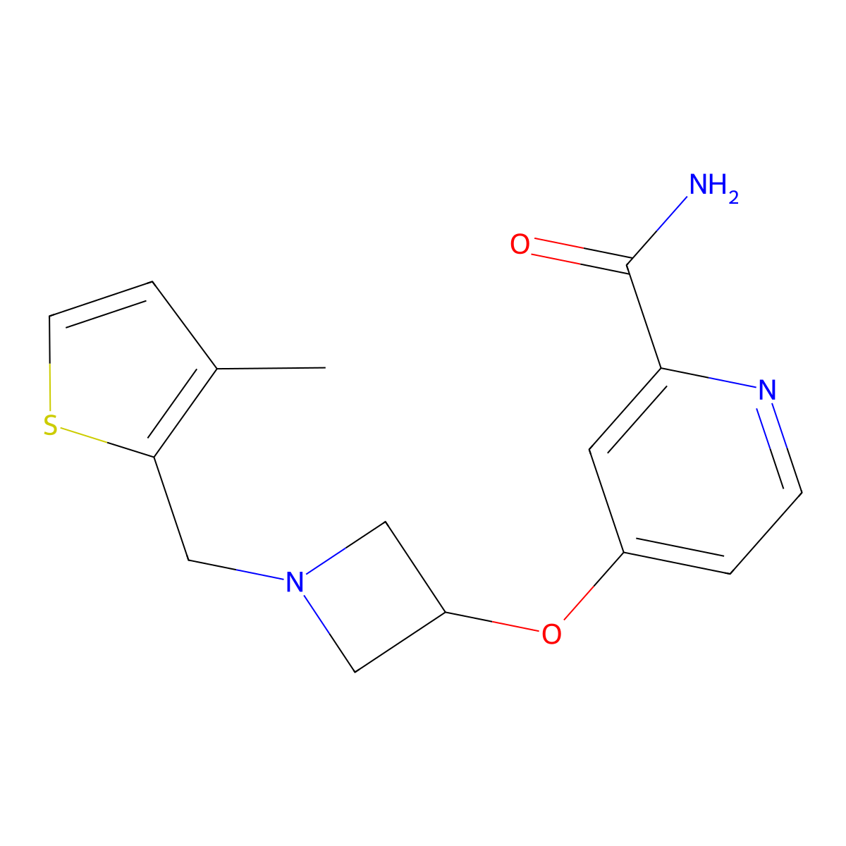 4-({1-[(3-Methylthiophen-2-yl)methyl]azetidin-3-yl}oxy)pyridine-2-carboxamide molecular structure, CAS 2640835-13-6