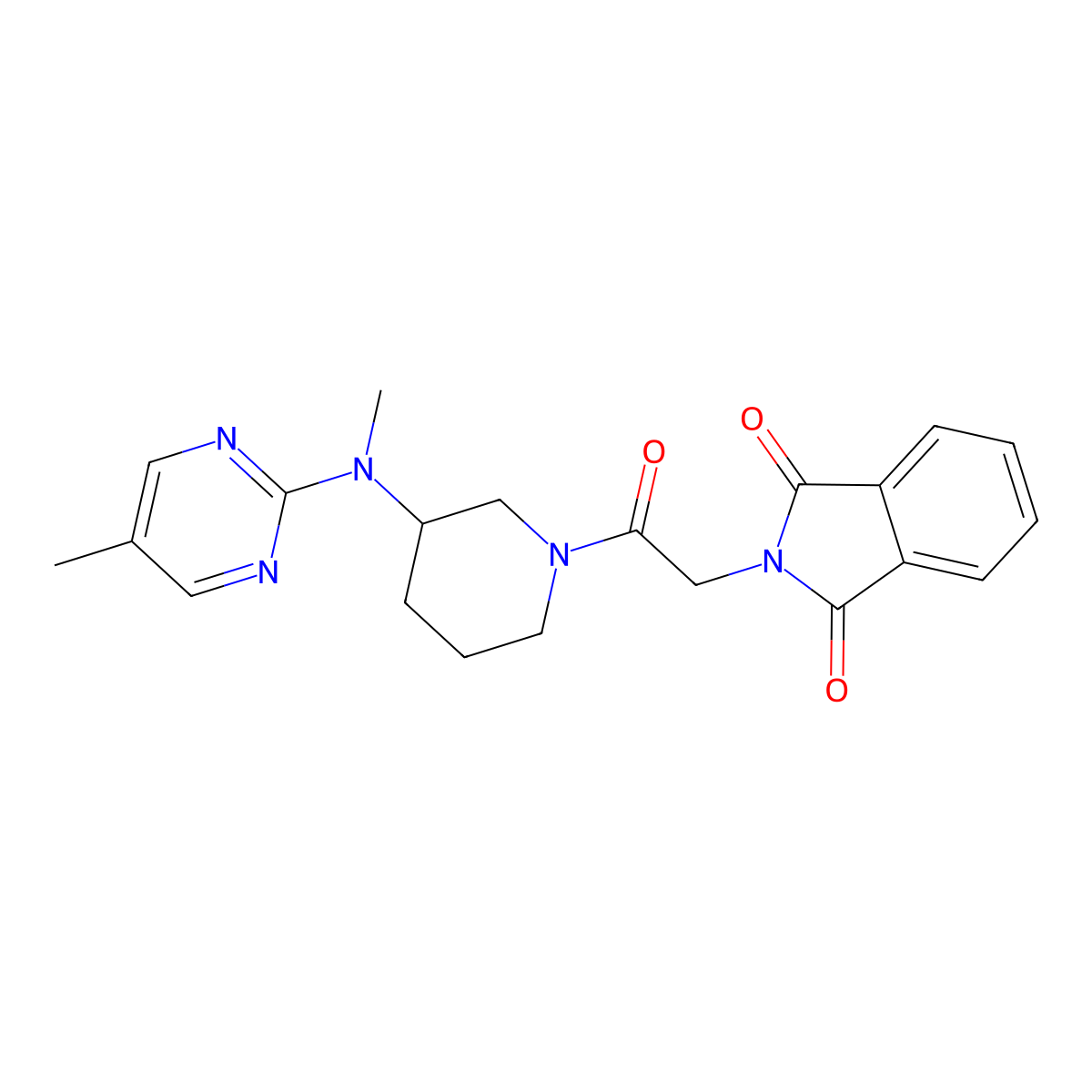 2-(2-{3-[methyl(5-methylpyrimidin-2-yl)amino]piperidin-1-yl}-2-oxoethyl)-2,3-dihydro-1H-isoindole-1,3-dione molecular structure, CAS 2640835-18-1