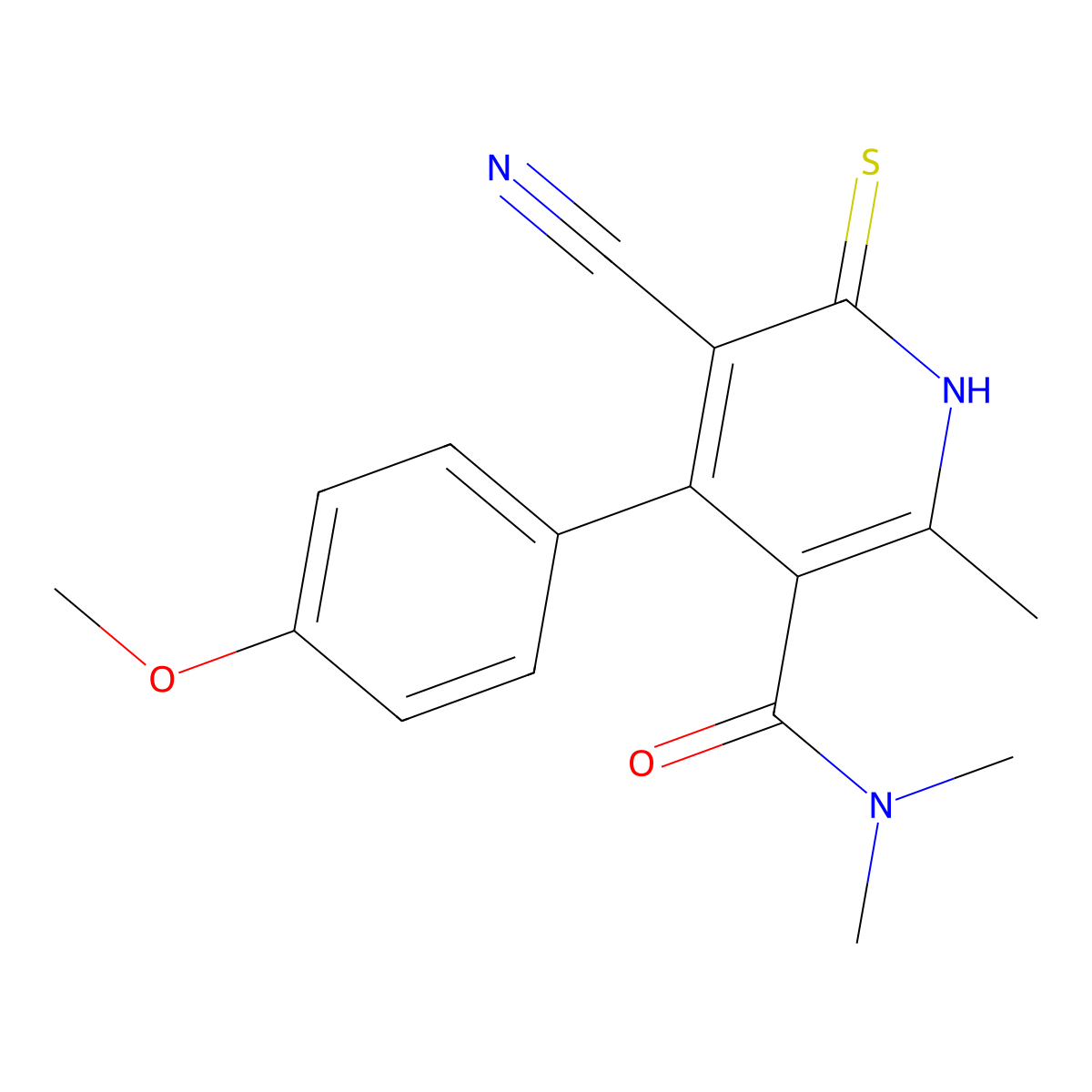 5-cyano-4-(4-methoxyphenyl)-N,N,2-trimethyl-6-sulfanylidene-1,6-dihydropyridine-3-carboxamide molecular structure, CAS 2640835-21-6