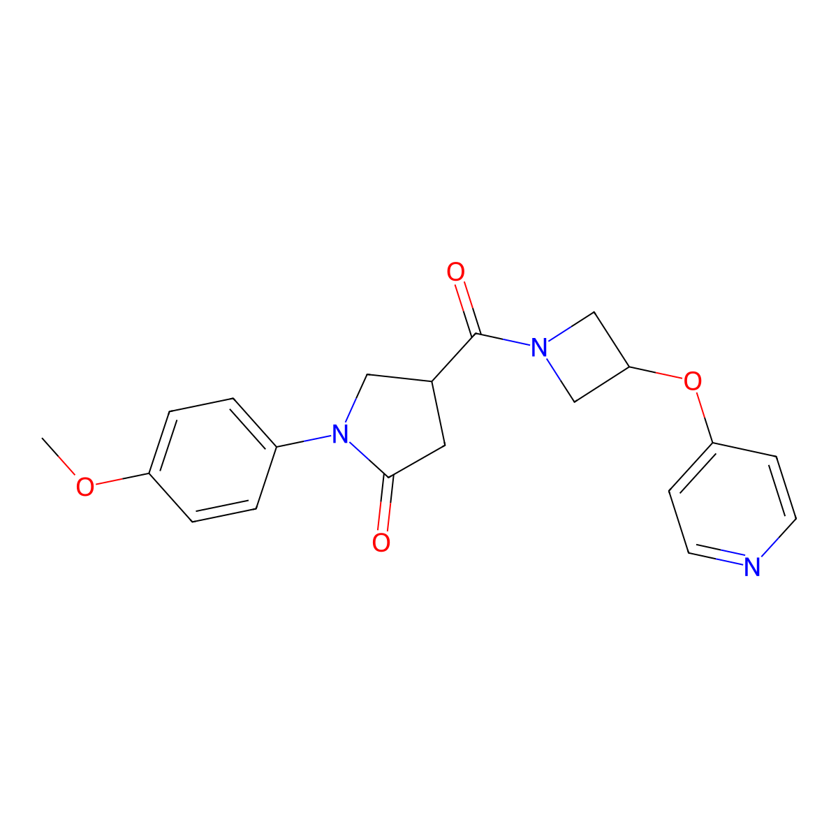 1-(4-Methoxyphenyl)-4-[3-(pyridin-4-yloxy)azetidine-1-carbonyl]pyrrolidin-2-one molecular structure, CAS 2640835-31-8