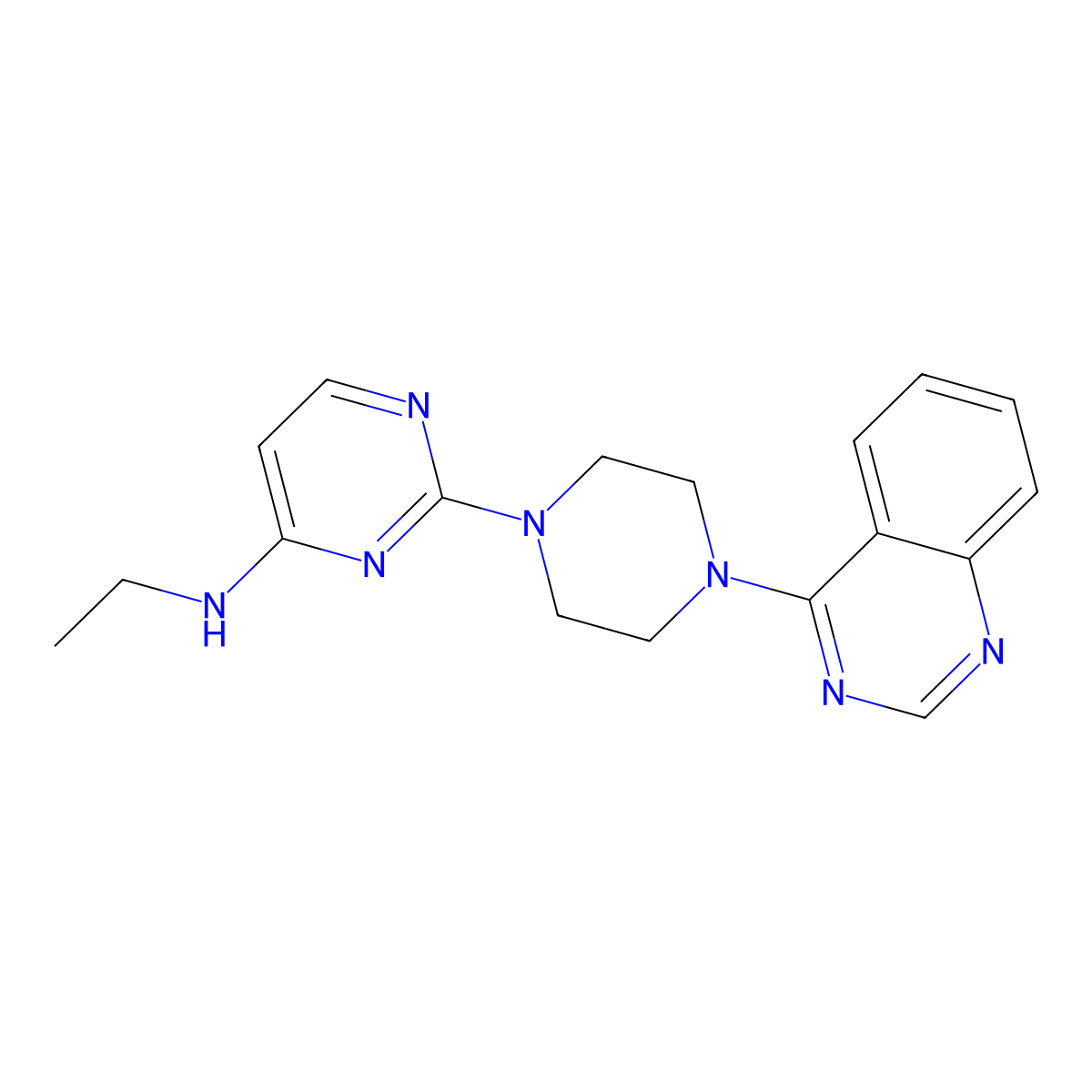 N-ethyl-2-[4-(quinazolin-4-yl)piperazin-1-yl]pyrimidin-4-amine molecular structure, CAS 2640835-32-9