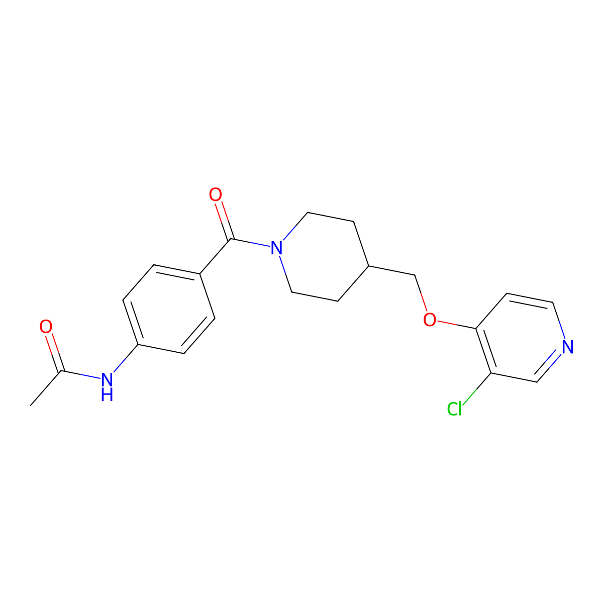 N-[4-(4-{[(3-chloropyridin-4-yl)oxy]methyl}piperidine-1-carbonyl)phenyl]acetamide molecular structure, CAS 2640835-34-1