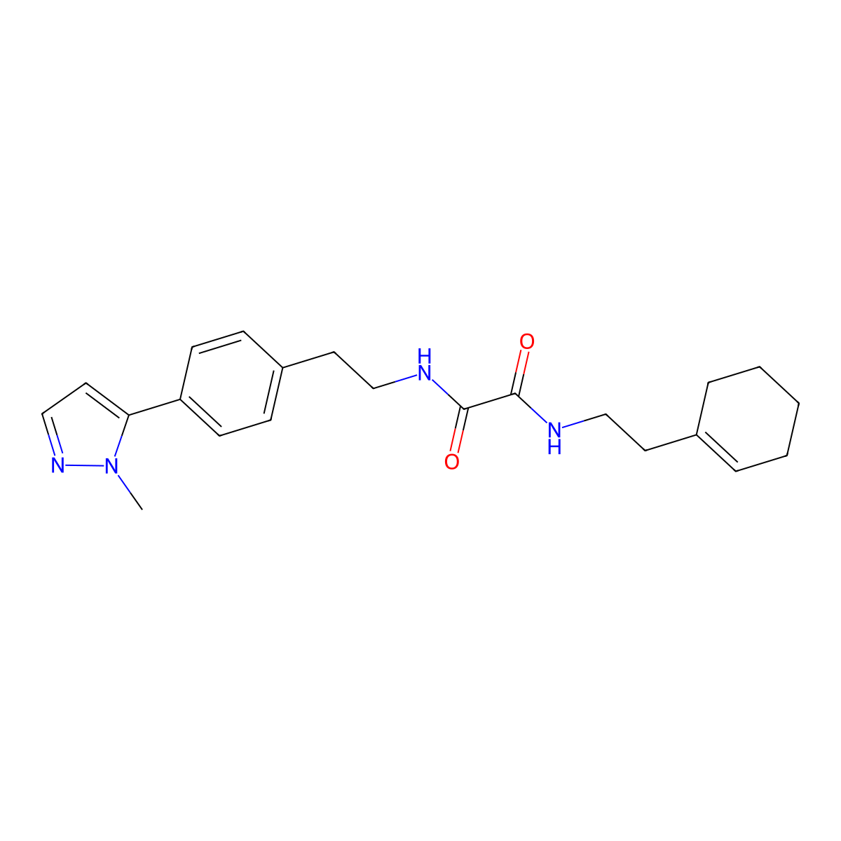N'-[2-(cyclohex-1-en-1-yl)ethyl]-N-{2-[4-(1-methyl-1H-pyrazol-5-yl)phenyl]ethyl}ethanediamide molecular structure, CAS 2640835-35-2