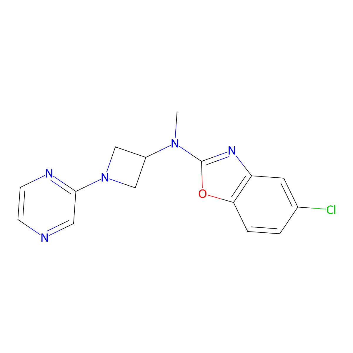 5-chloro-N-methyl-N-[1-(pyrazin-2-yl)azetidin-3-yl]-1,3-benzoxazol-2-amine molecular structure, CAS 2640835-43-2