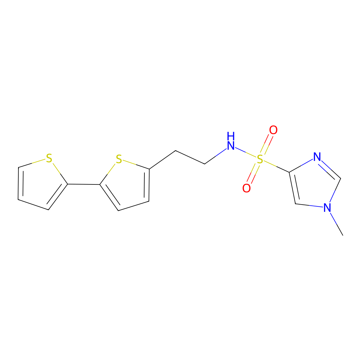 N-(2-{[2,2'-bithiophene]-5-yl}ethyl)-1-methyl-1H-imidazole-4-sulfonamide molecular structure, CAS 2640835-47-6