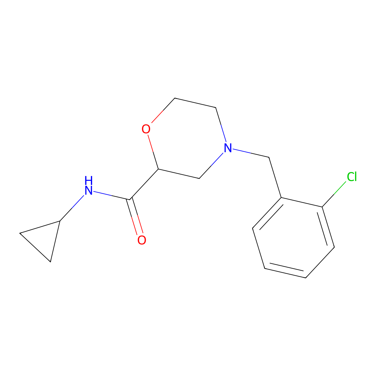 4-[(2-chlorophenyl)methyl]-N-cyclopropylmorpholine-2-carboxamide molecular structure, CAS 2640835-48-7