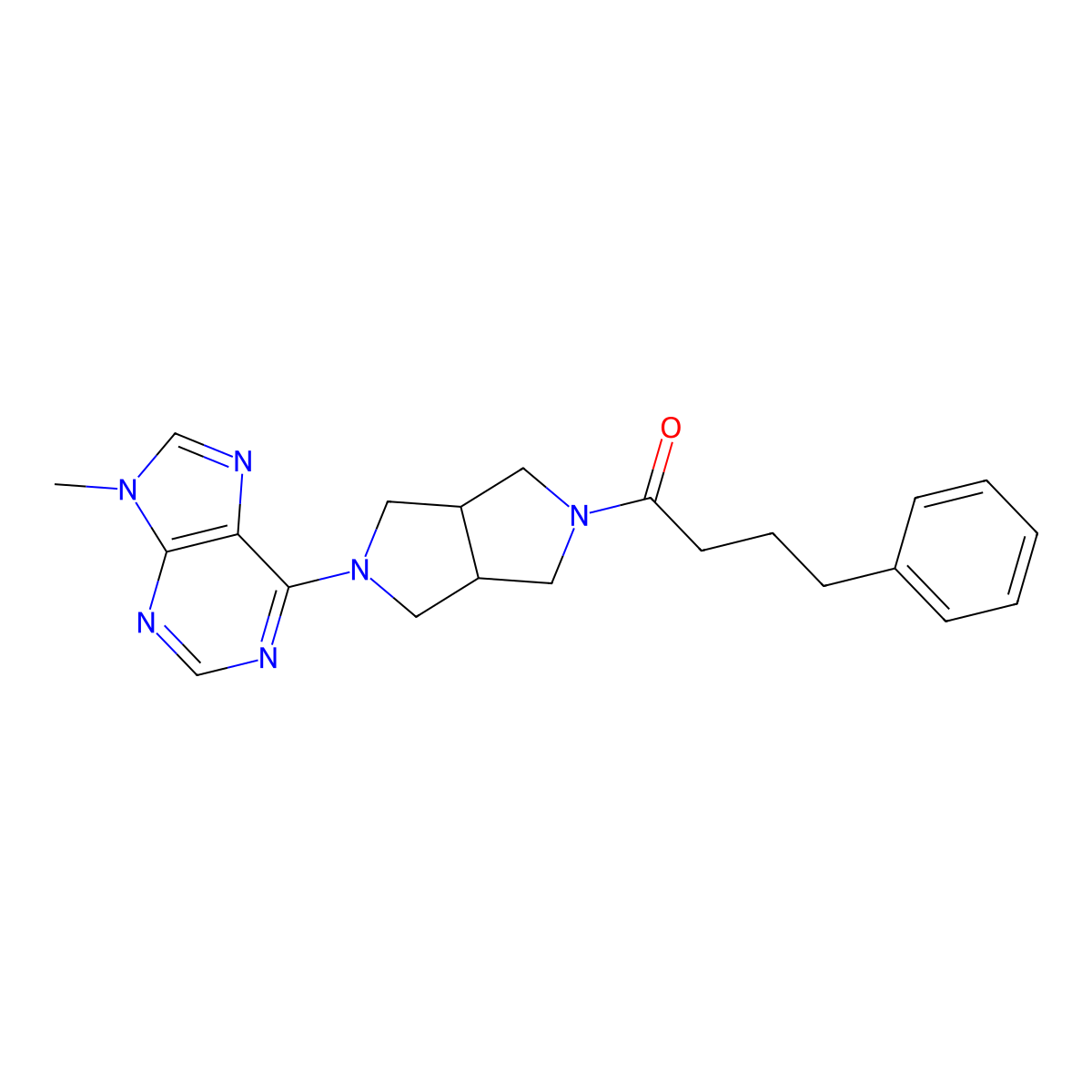 1-[5-(9-methyl-9H-purin-6-yl)-octahydropyrrolo[3,4-c]pyrrol-2-yl]-4-phenylbutan-1-one molecular structure, CAS 2640835-50-1