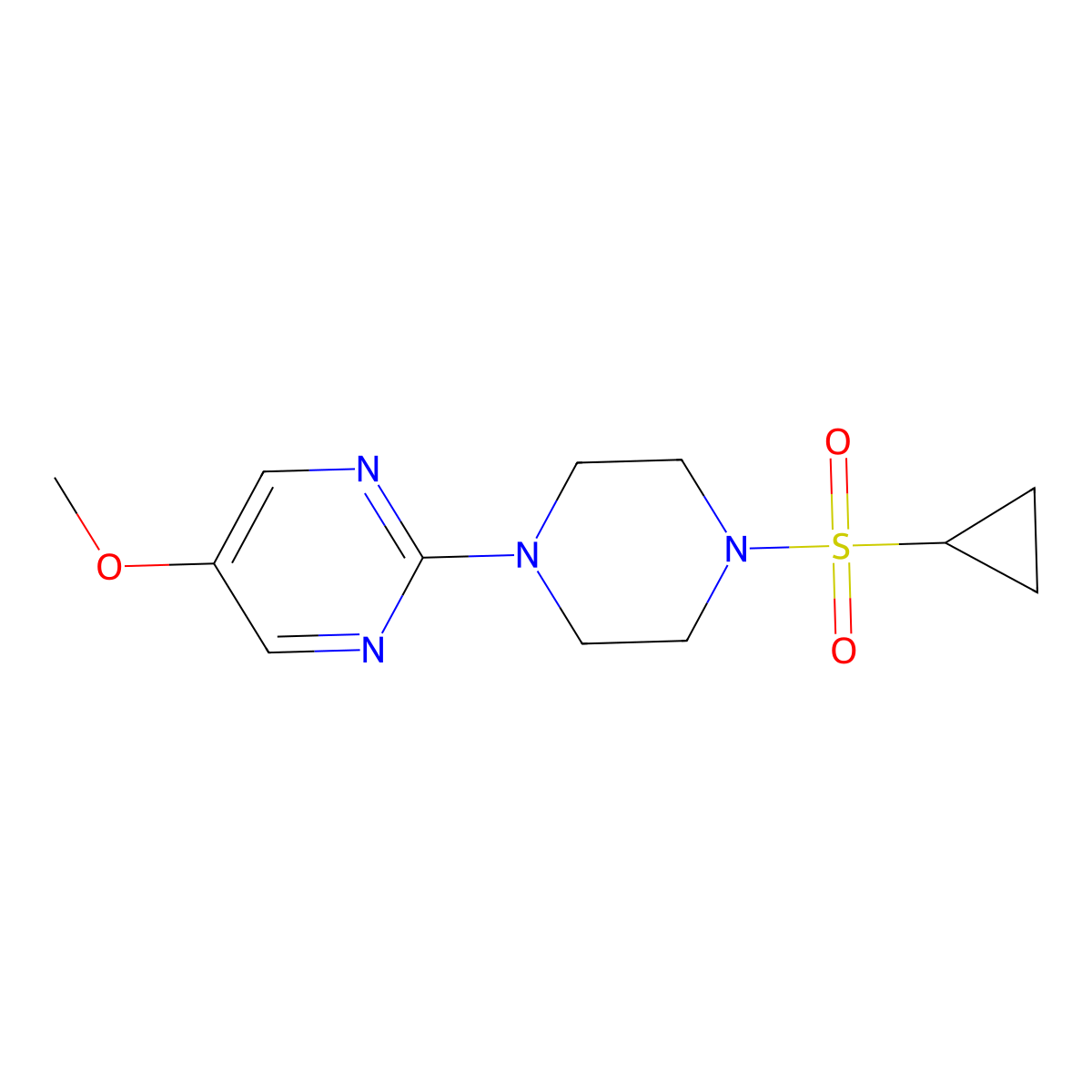 2-[4-(Cyclopropanesulfonyl)piperazin-1-yl]-5-methoxypyrimidine molecular structure, CAS 2640835-60-3