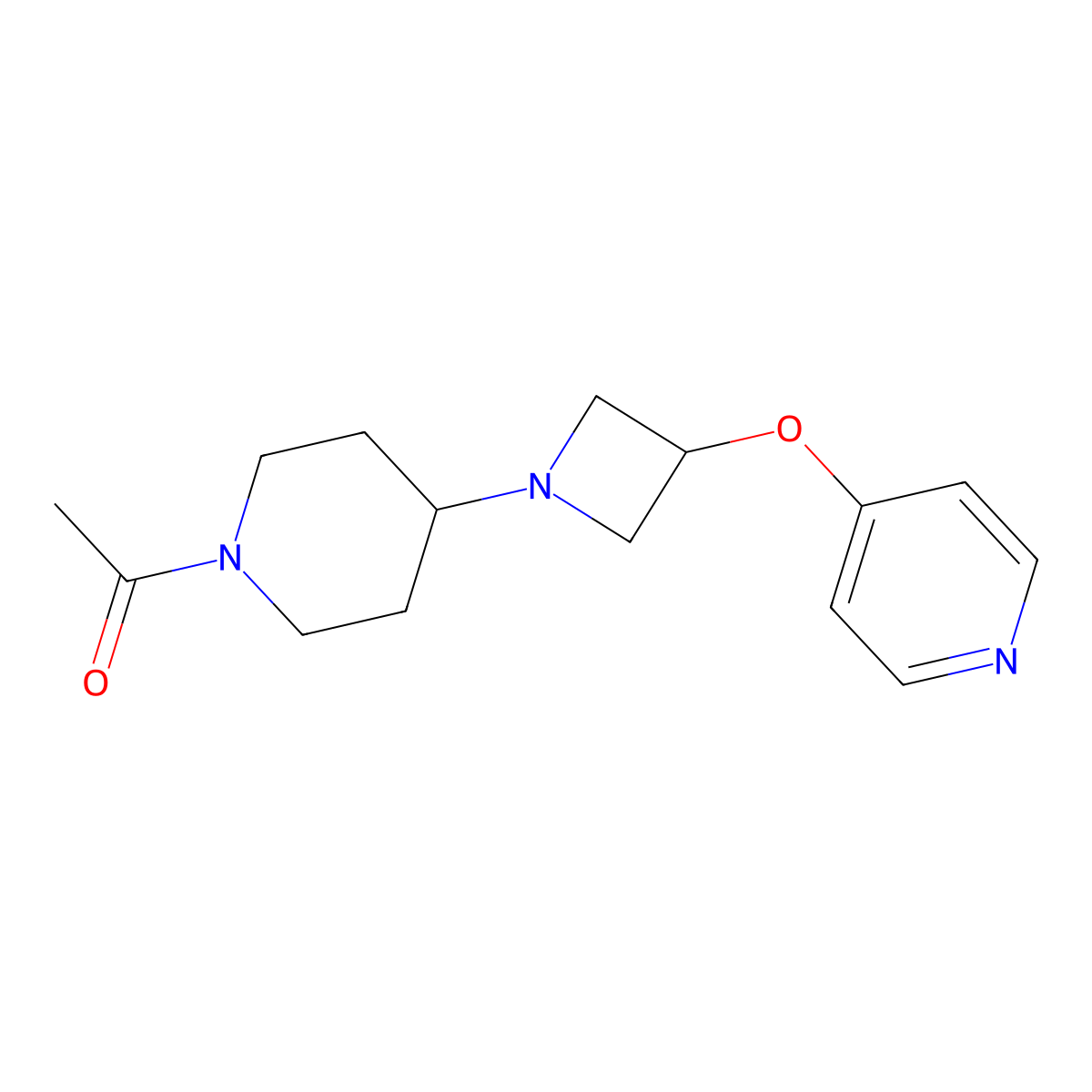 1-{4-[3-(Pyridin-4-yloxy)azetidin-1-yl]piperidin-1-yl}ethan-1-one molecular structure, CAS 2640835-63-6