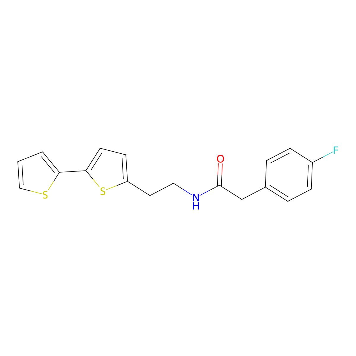 N-(2-{[2,2'-bithiophene]-5-yl}ethyl)-2-(4-fluorophenyl)acetamide molecular structure, CAS 2640835-64-7