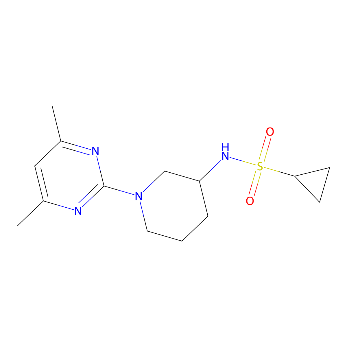 N-[1-(4,6-dimethylpyrimidin-2-yl)piperidin-3-yl]cyclopropanesulfonamide molecular structure, CAS 2640835-67-0