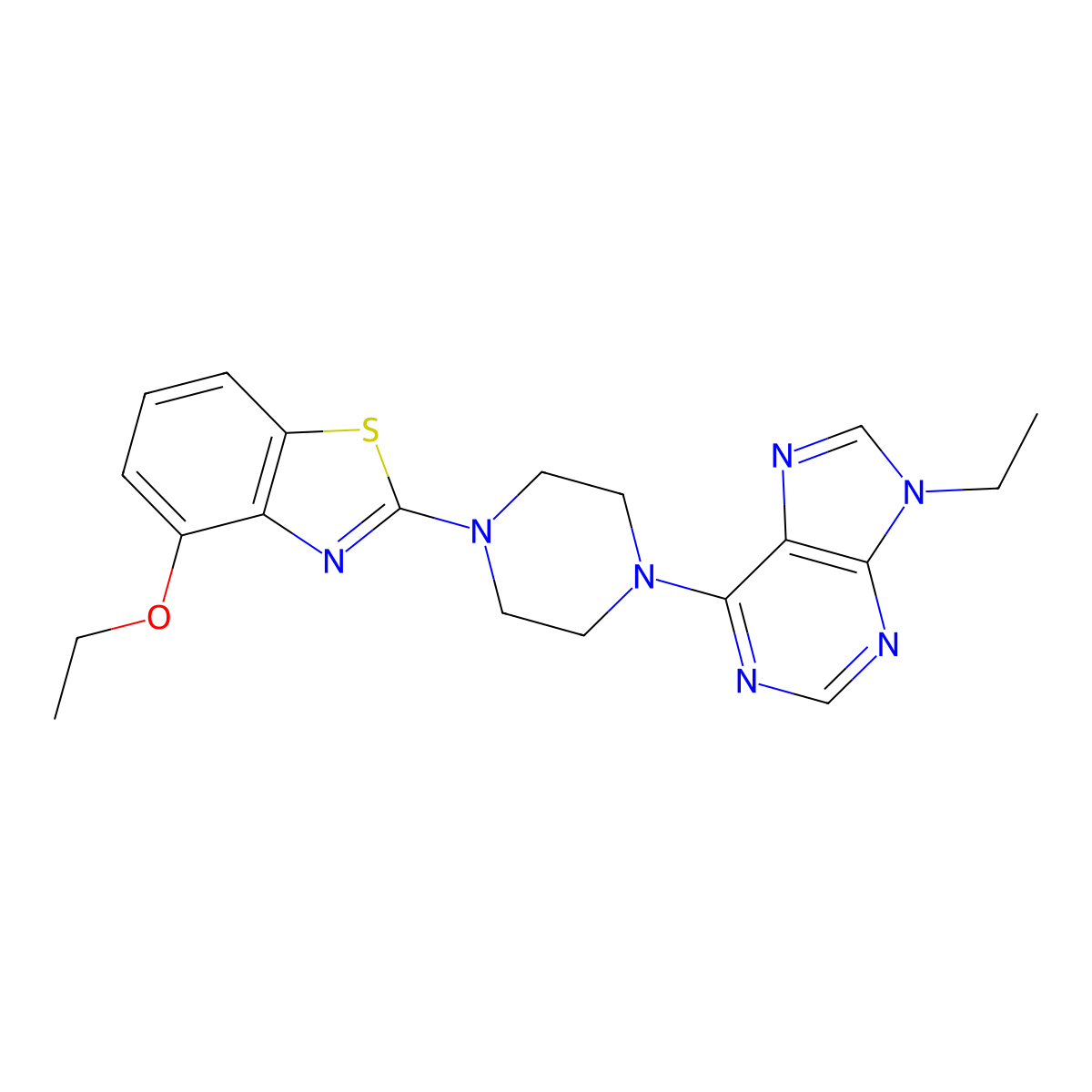 6-[4-(4-ethoxy-1,3-benzothiazol-2-yl)piperazin-1-yl]-9-ethyl-9H-purine molecular structure, CAS 2640835-70-5