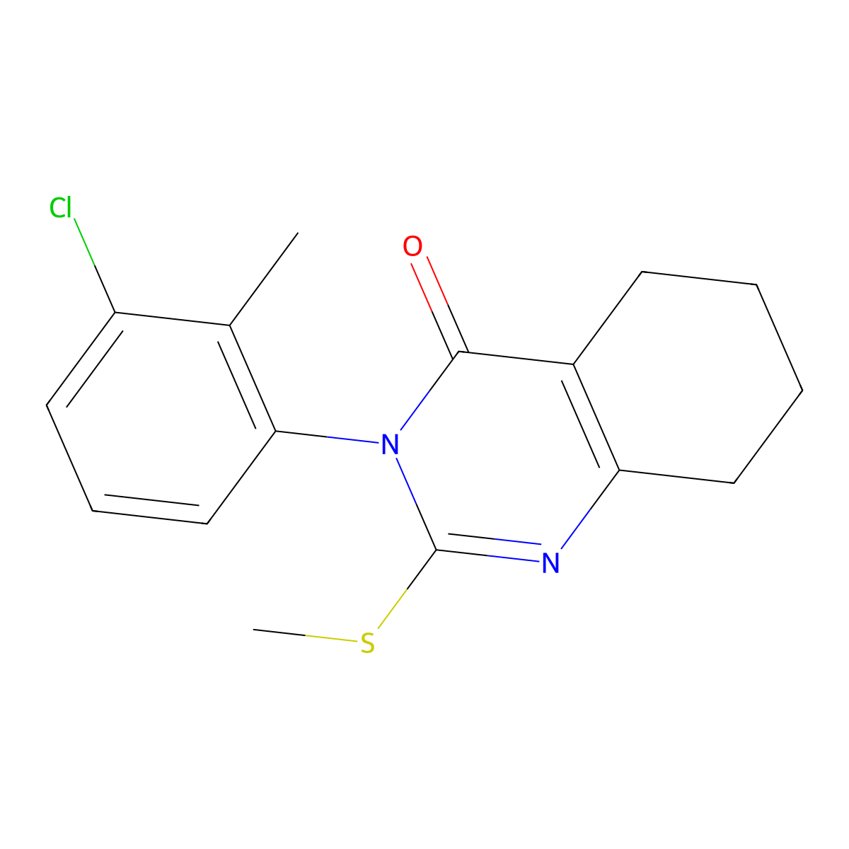 3-(3-Chloro-2-methylphenyl)-2-(methylsulfanyl)-3,4,5,6,7,8-hexahydroquinazolin-4-one molecular structure, CAS 2640835-74-9