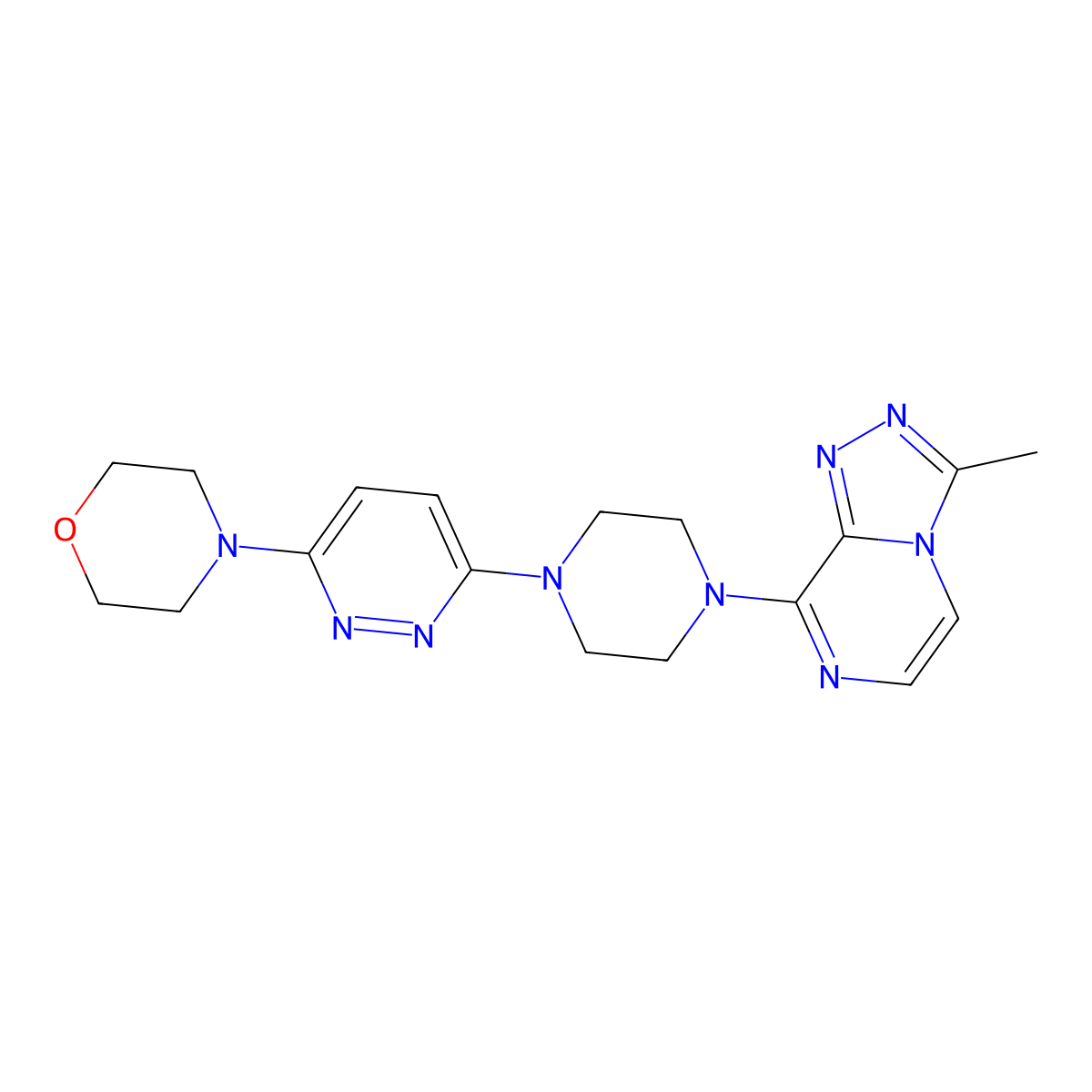 4-[6-(4-{3-Methyl-[1,2,4]triazolo[4,3-a]pyrazin-8-yl}piperazin-1-yl)pyridazin-3-yl]morpholine molecular structure, CAS 2640835-82-9