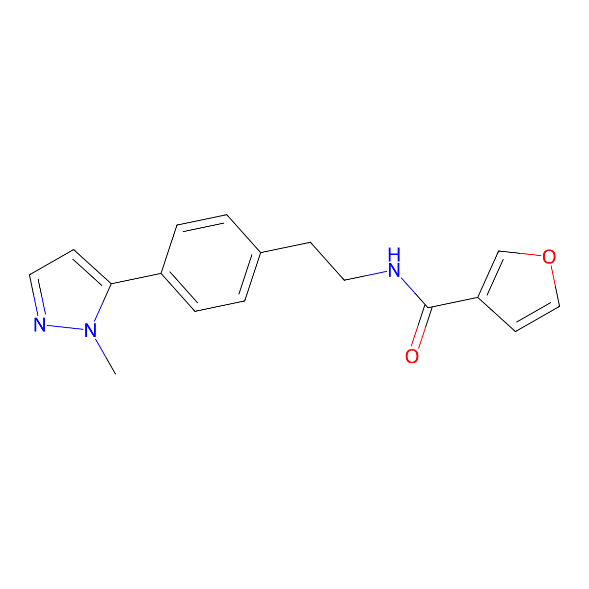 N-{2-[4-(1-methyl-1H-pyrazol-5-yl)phenyl]ethyl}furan-3-carboxamide molecular structure, CAS 2640835-83-0