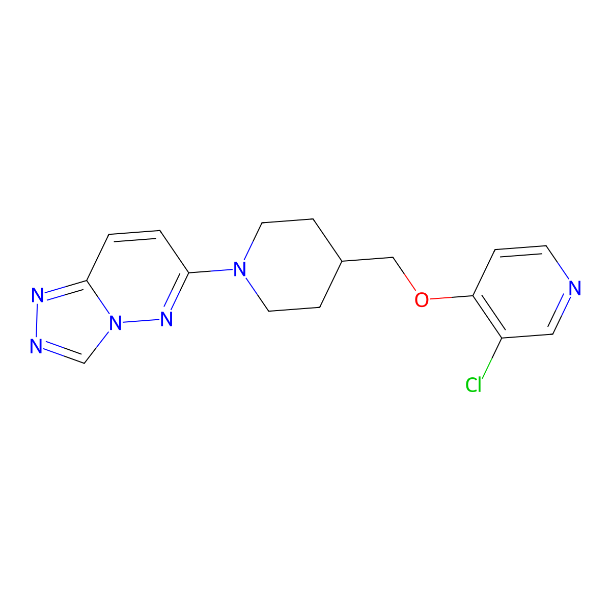 3-Chloro-4-[(1-{[1,2,4]triazolo[4,3-b]pyridazin-6-yl}piperidin-4-yl)methoxy]pyridine molecular structure, CAS 2640835-91-0