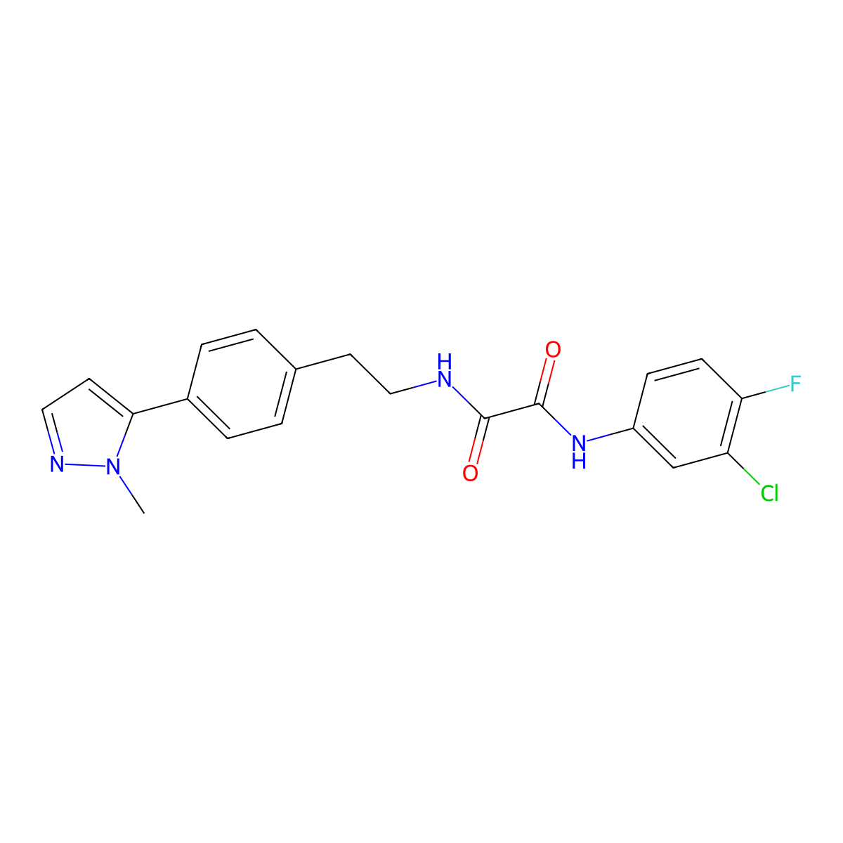 N-(3-chloro-4-fluorophenyl)-N'-{2-[4-(1-methyl-1H-pyrazol-5-yl)phenyl]ethyl}ethanediamide molecular structure, CAS 2640835-92-1