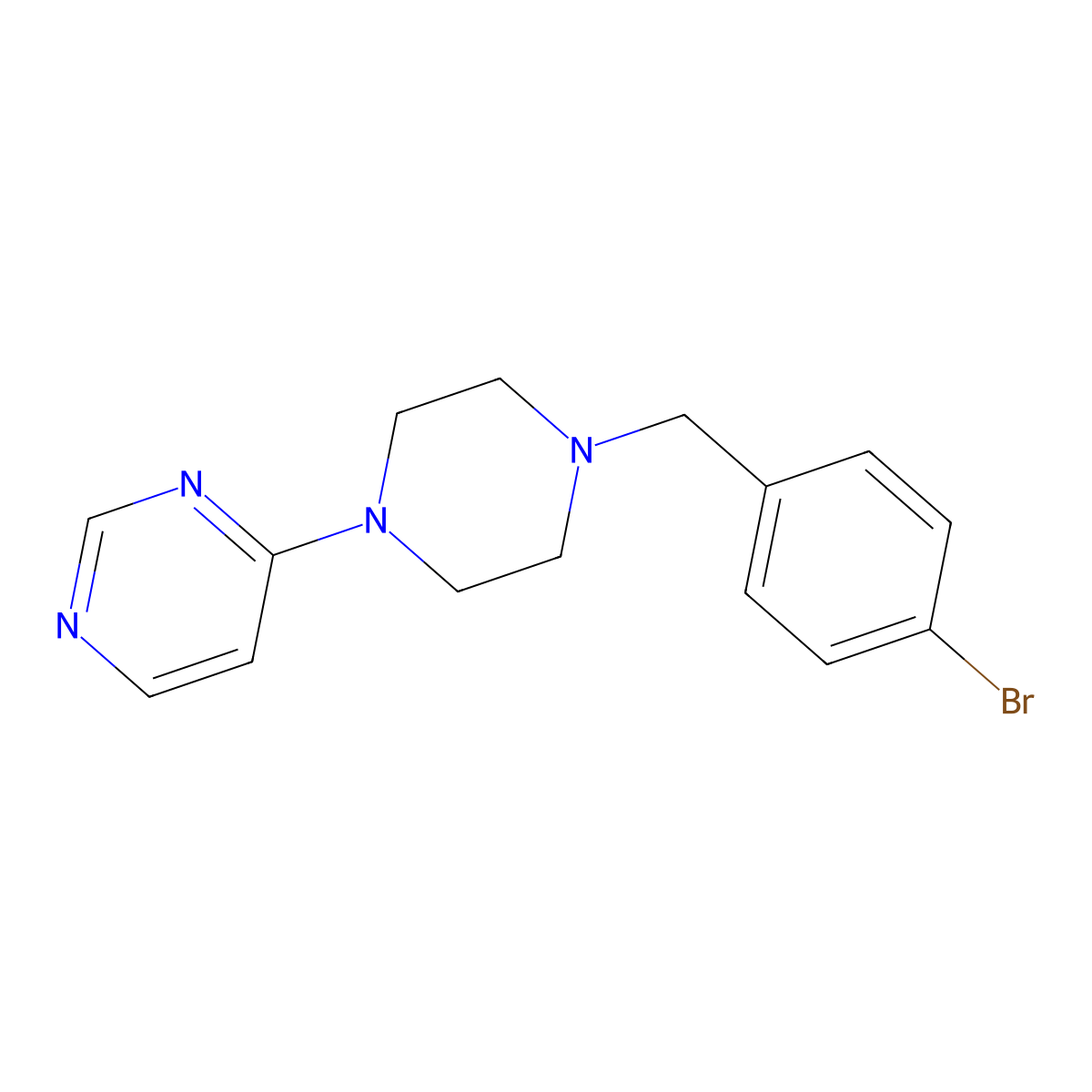 4-{4-[(4-Bromophenyl)methyl]piperazin-1-yl}pyrimidine molecular structure, CAS 2640836-03-7
