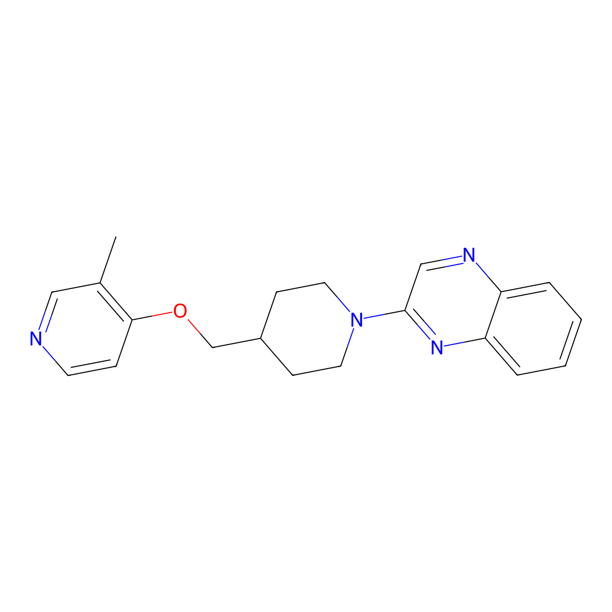 2-(4-{[(3-Methylpyridin-4-yl)oxy]methyl}piperidin-1-yl)quinoxaline molecular structure, CAS 2640836-06-0