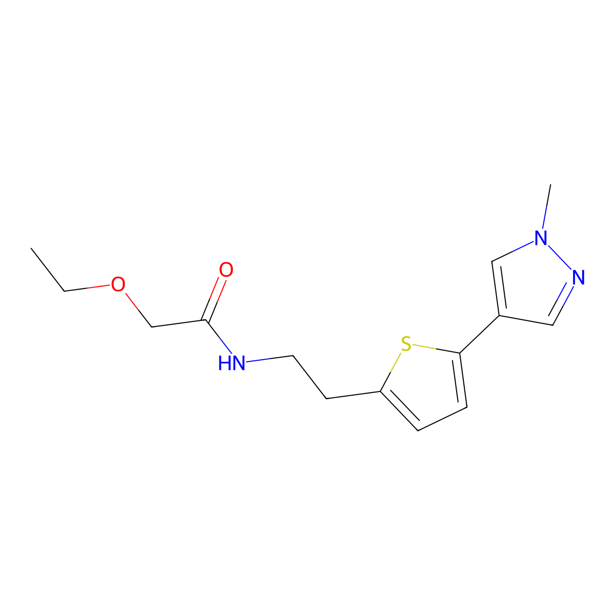 2-ethoxy-N-{2-[5-(1-methyl-1H-pyrazol-4-yl)thiophen-2-yl]ethyl}acetamide molecular structure, CAS 2640836-14-0