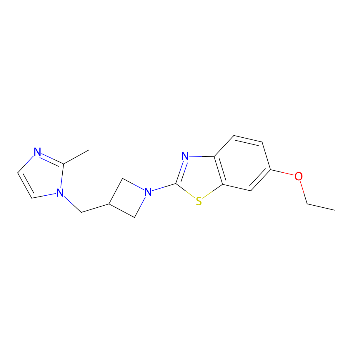 6-ethoxy-2-{3-[(2-methyl-1H-imidazol-1-yl)methyl]azetidin-1-yl}-1,3-benzothiazole molecular structure, CAS 2640836-15-1