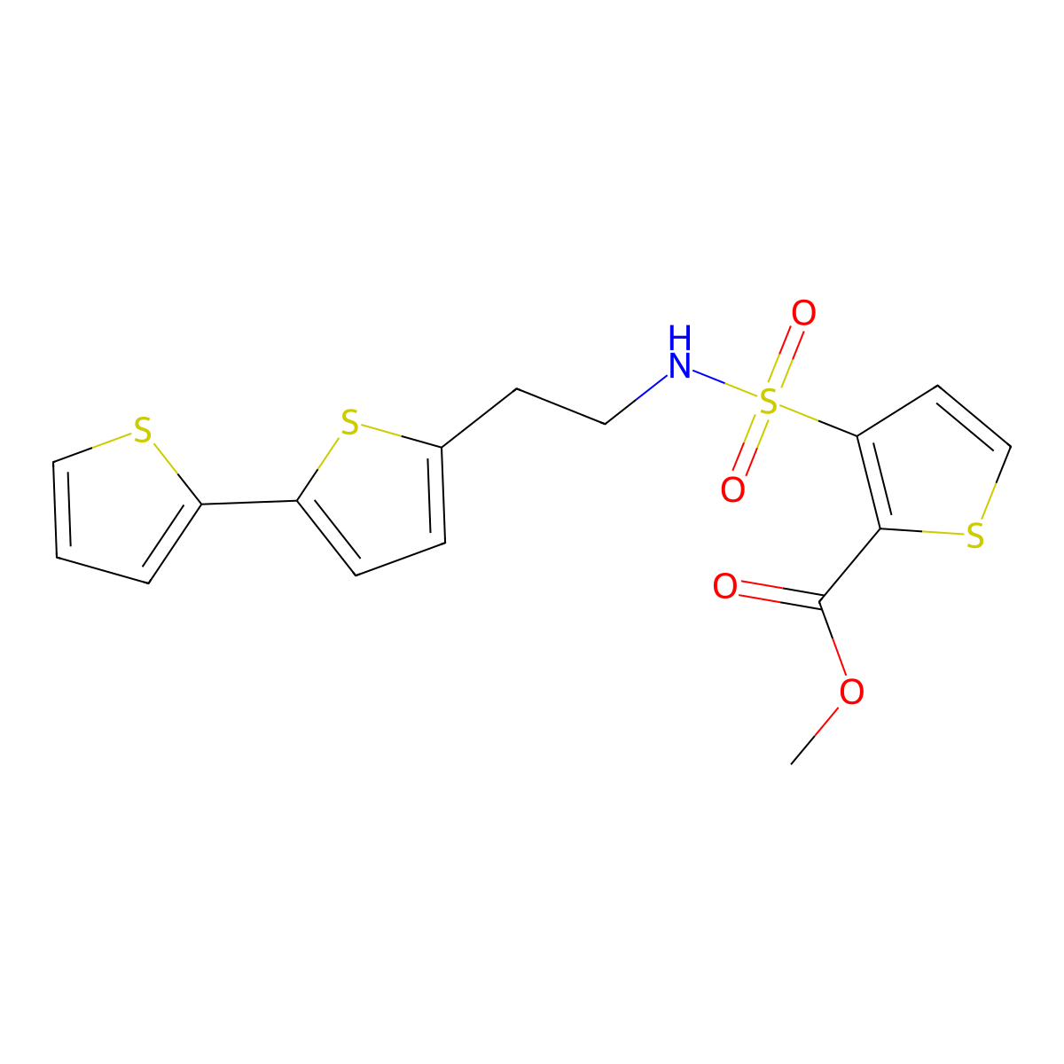 Methyl 3-[(2-{[2,2'-bithiophene]-5-yl}ethyl)sulfamoyl]thiophene-2-carboxylate molecular structure, CAS 2640836-21-9