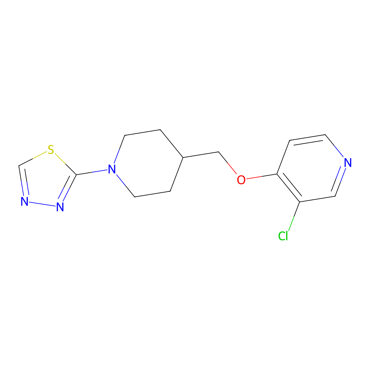 3-Chloro-4-{[1-(1,3,4-thiadiazol-2-yl)piperidin-4-yl]methoxy}pyridine molecular structure, CAS 2640836-23-1
