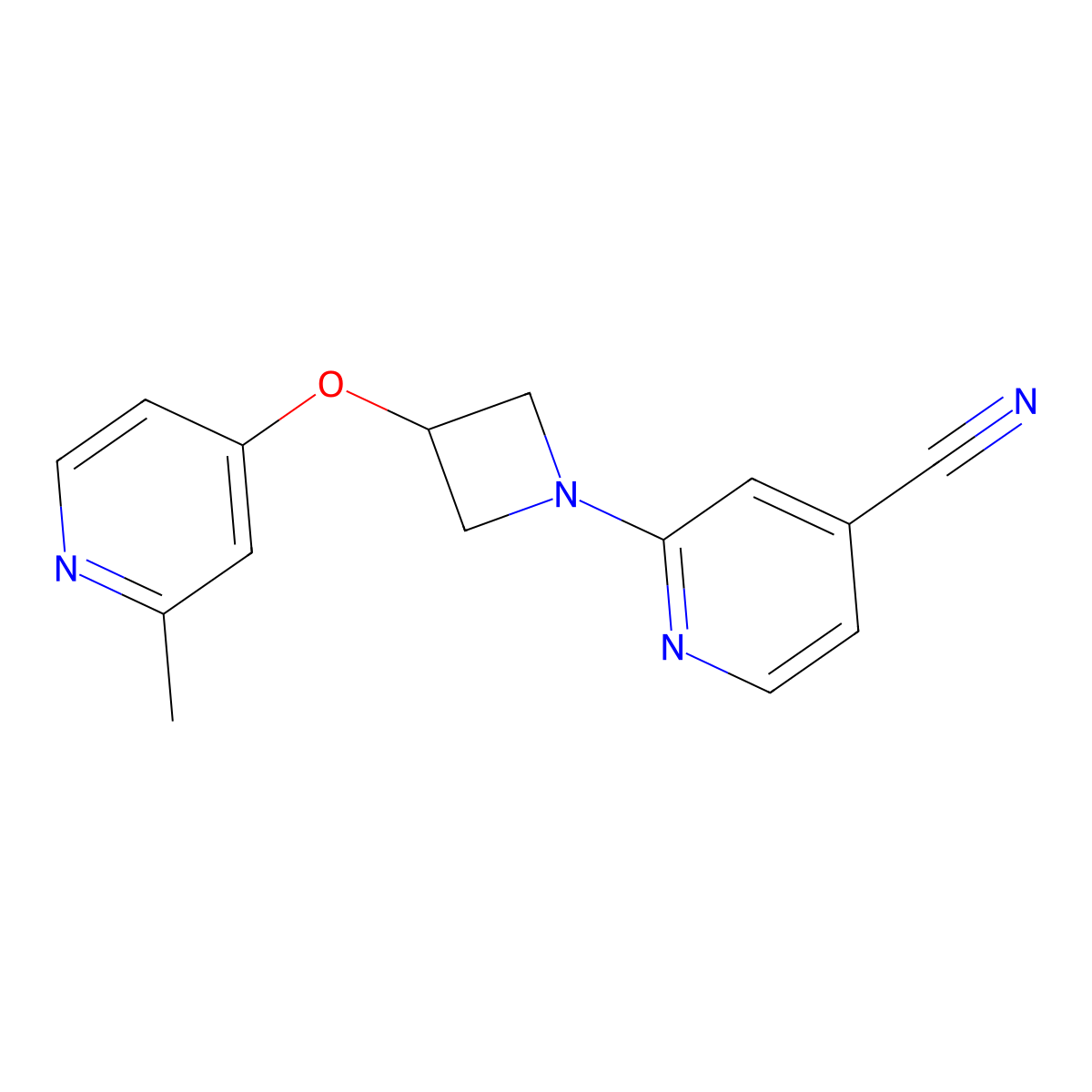 2-{3-[(2-Methylpyridin-4-yl)oxy]azetidin-1-yl}pyridine-4-carbonitrile molecular structure, CAS 2640836-24-2