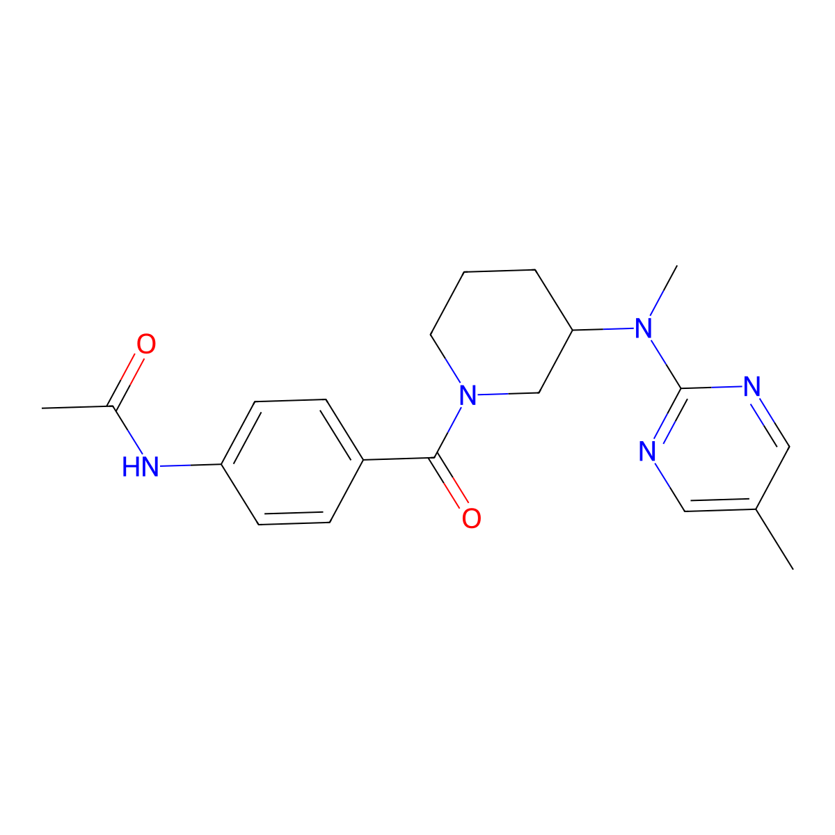N-(4-{3-[methyl(5-methylpyrimidin-2-yl)amino]piperidine-1-carbonyl}phenyl)acetamide molecular structure, CAS 2640836-25-3