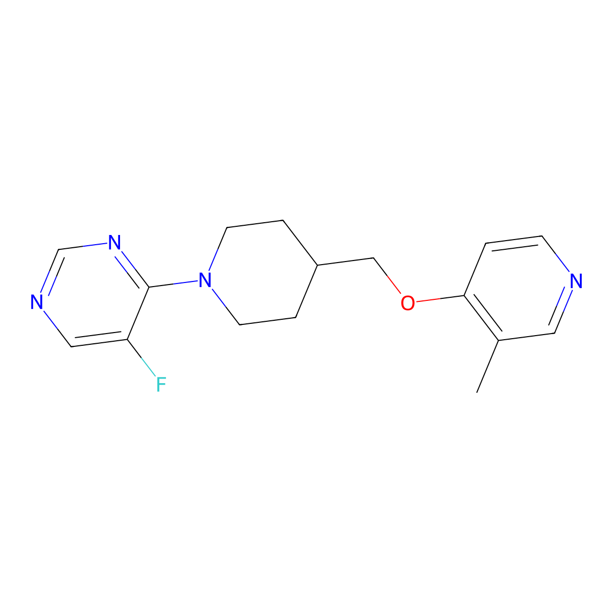 5-Fluoro-4-(4-{[(3-methylpyridin-4-yl)oxy]methyl}piperidin-1-yl)pyrimidine molecular structure, CAS 2640836-31-1