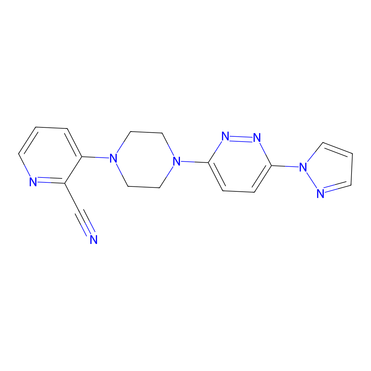 3-{4-[6-(1H-pyrazol-1-yl)pyridazin-3-yl]piperazin-1-yl}pyridine-2-carbonitrile molecular structure, CAS 2640836-33-3