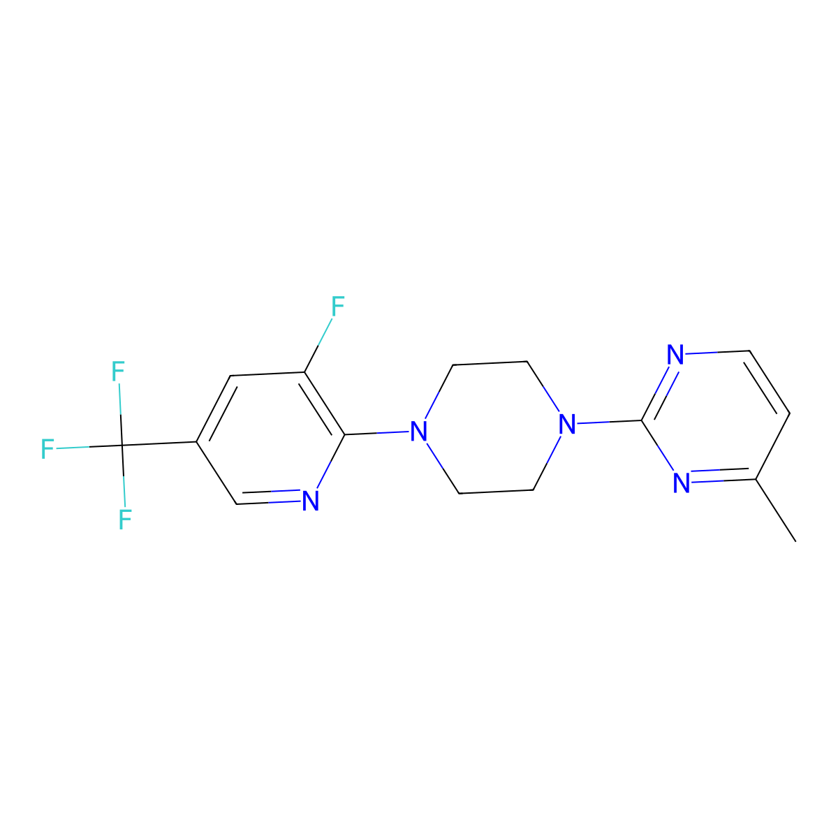 2-{4-[3-Fluoro-5-(trifluoromethyl)pyridin-2-yl]piperazin-1-yl}-4-methylpyrimidine molecular structure, CAS 2640836-35-5