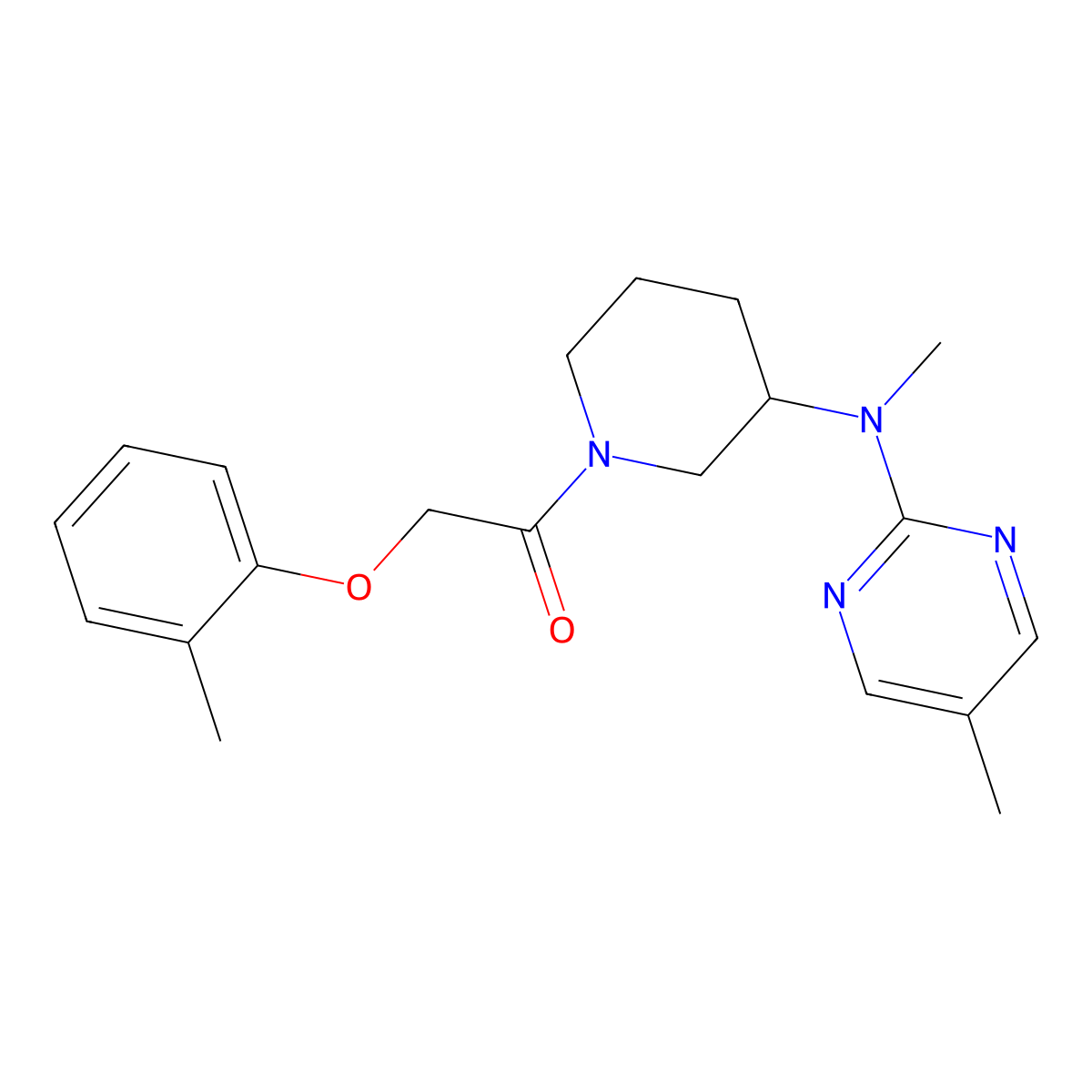 1-{3-[Methyl(5-methylpyrimidin-2-yl)amino]piperidin-1-yl}-2-(2-methylphenoxy)ethan-1-one molecular structure, CAS 2640836-36-6